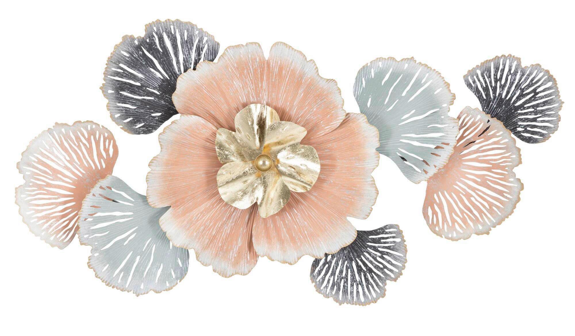 Wanddeko Soty Gold/rosa/blau/grau B: 93 Cm - Blau/Goldfarben, Basics, Metall (93/53/7.5cm)