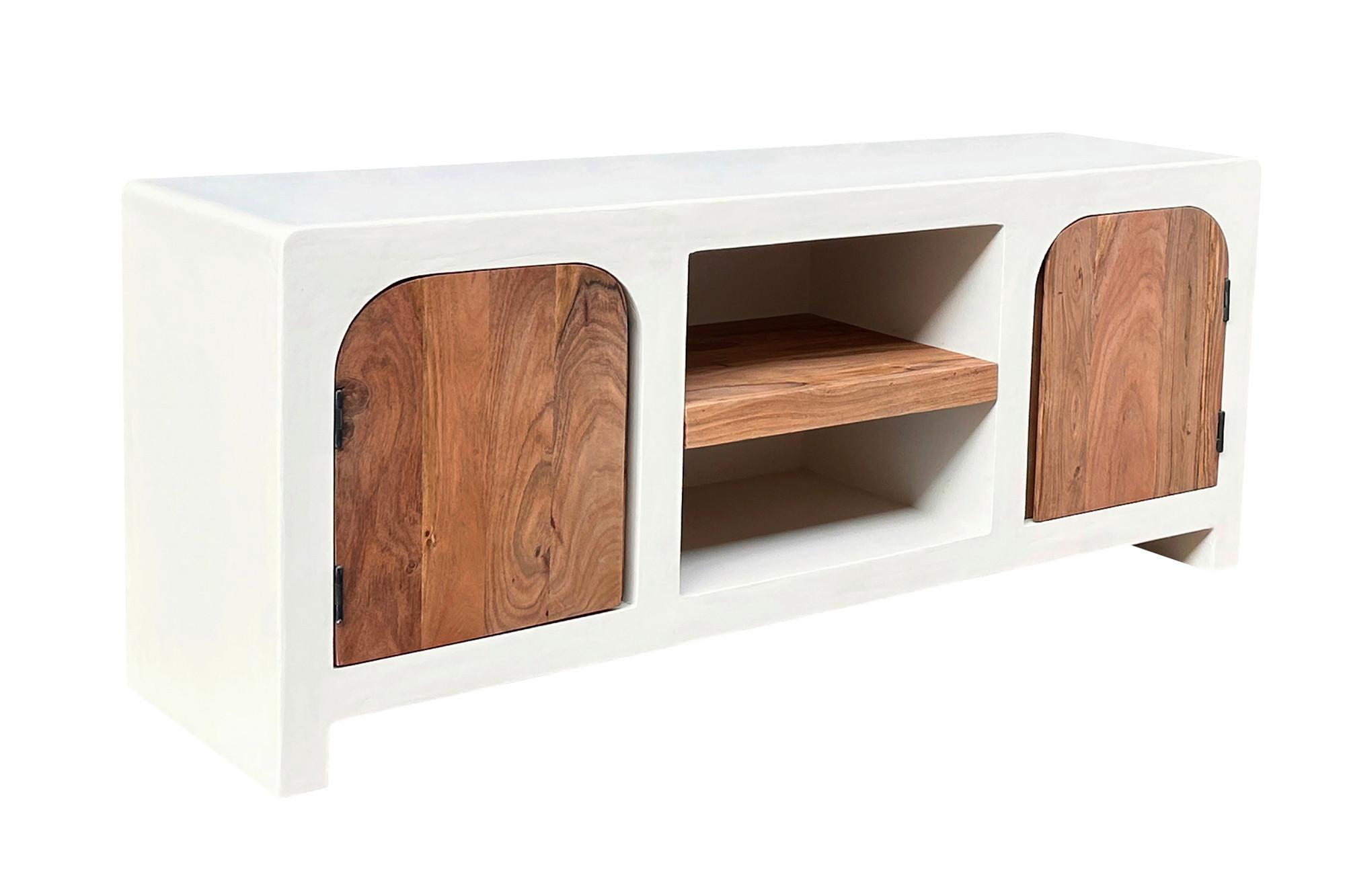 LOWBOARD Naturfarben/Weiß B: 150cm - Weiß/Naturfarben, Design, Holz/Holzwerkstoff (150/60/40cm) - MID.YOU