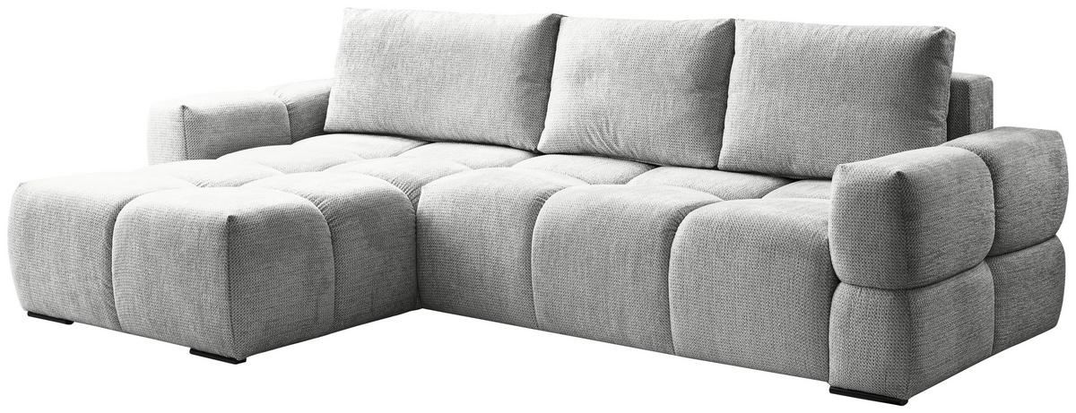 Ecksofa Taremi, Silberfarben 173x299 - Silberfarben/Schwarz, Design, Textil (173/299cm) - Stylife