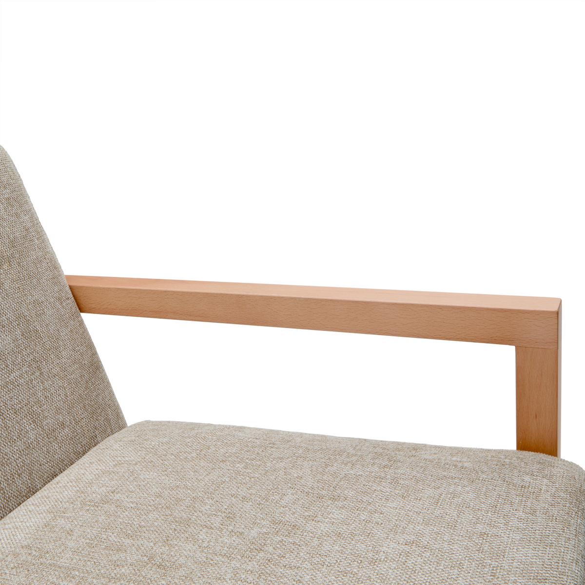 Dvojmiestna pohovka MALMÖ, svetlosivá, bukový masív - prírodná farba/svetlosivá, Modern, drevo/textil (120/75/69cm) - Mömax