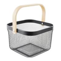 Univerzálny košík BETTY - čierna, Modern, kov/drevo (26.8/25.5/17.5cm) - Mömax