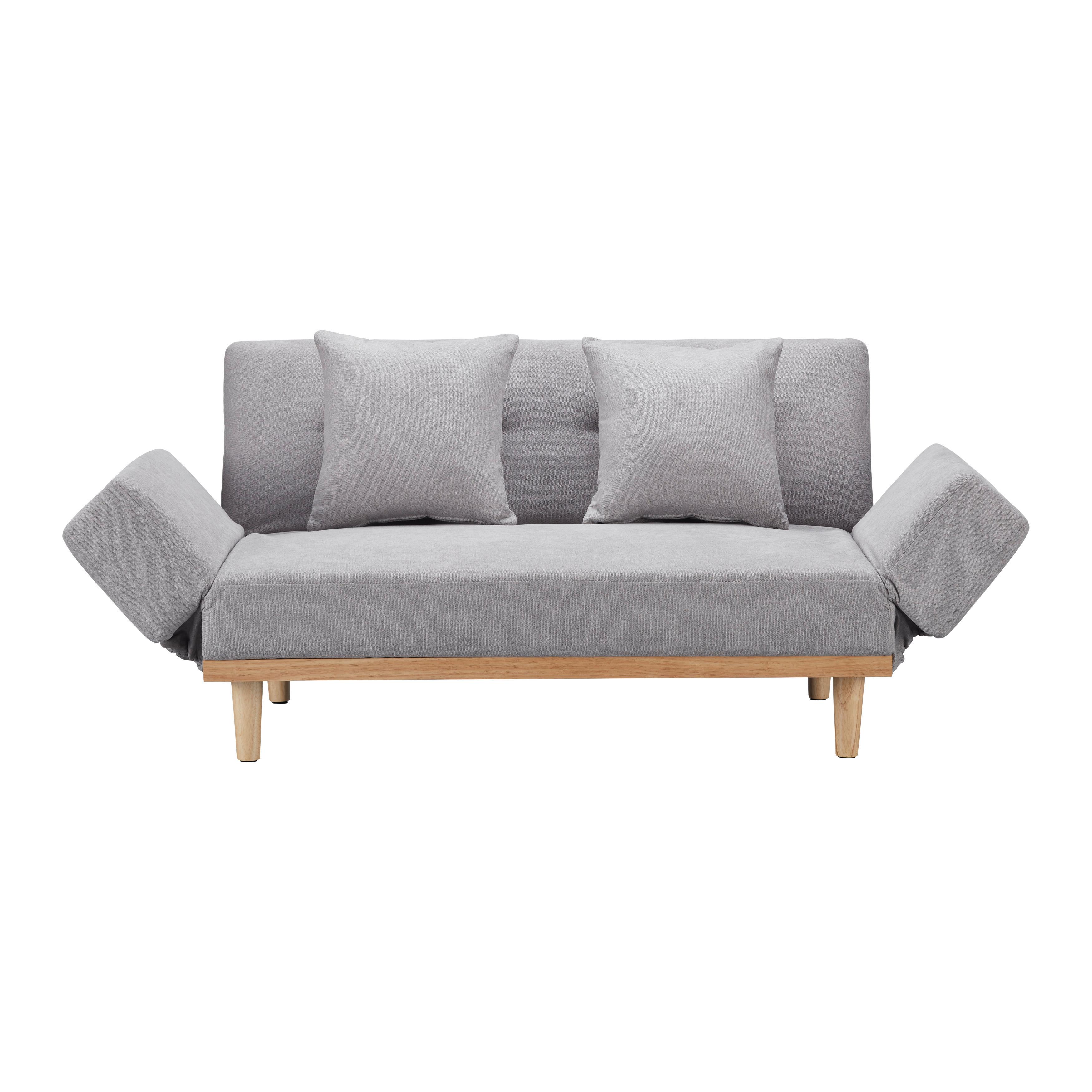Rozkladacia pohovka FELICIA, svetlosivá - prírodná farba/svetlosivá, Modern, drevo/textil (169/71/79cm) - Bessagi Home