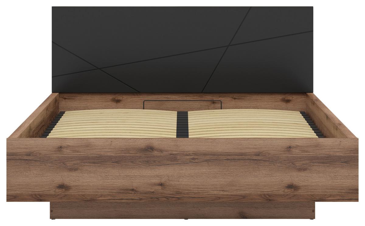Bett Forn 160x200 cm Schwarz, Eichefarben - Eichefarben/Schwarz, MODERN, Holzwerkstoff (160/200cm) - MID.YOU
