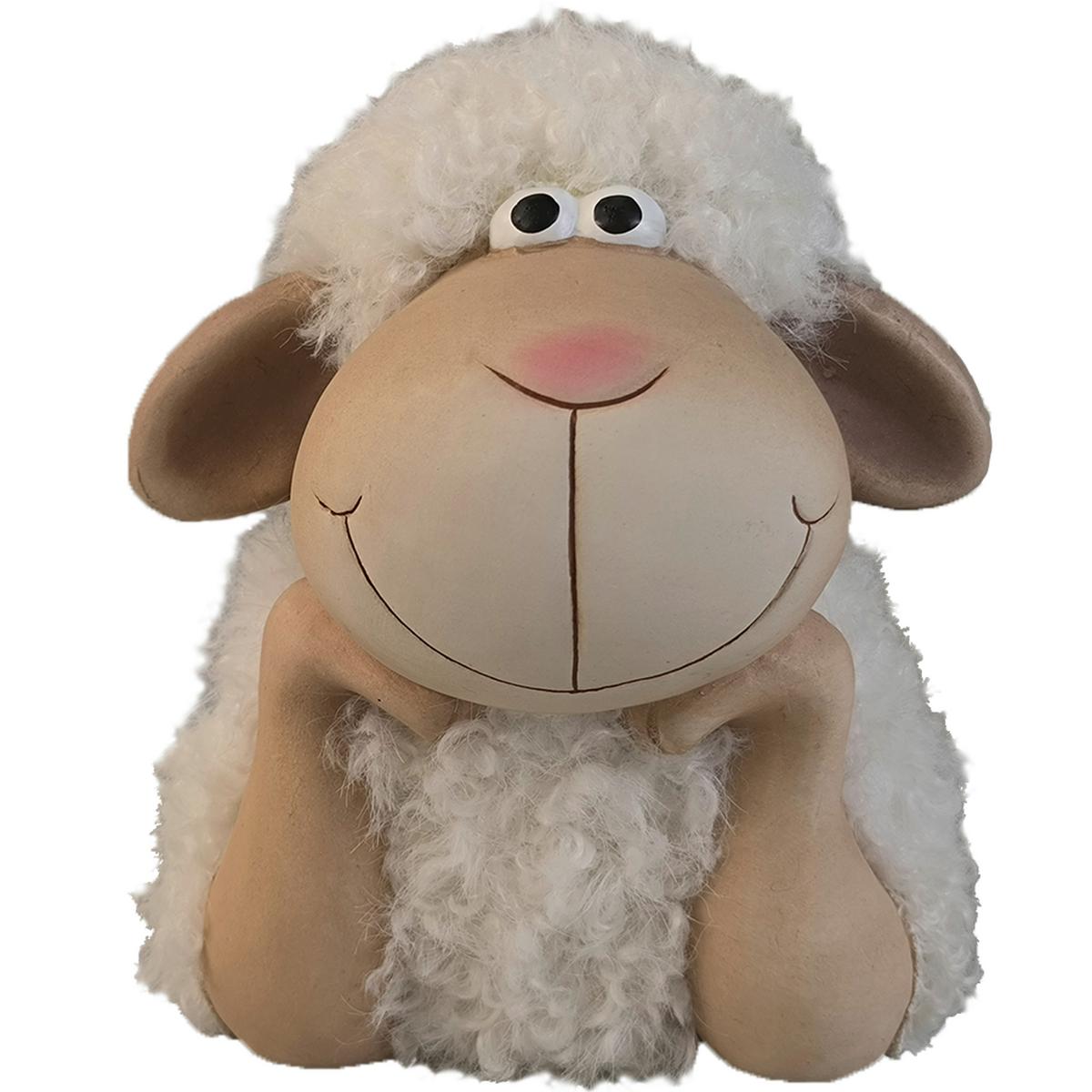 Dekoschaf Shawn - Creme/Weiß, KONVENTIONELL, Keramik/Textil (14/13,5/16cm) - Luca Bessoni