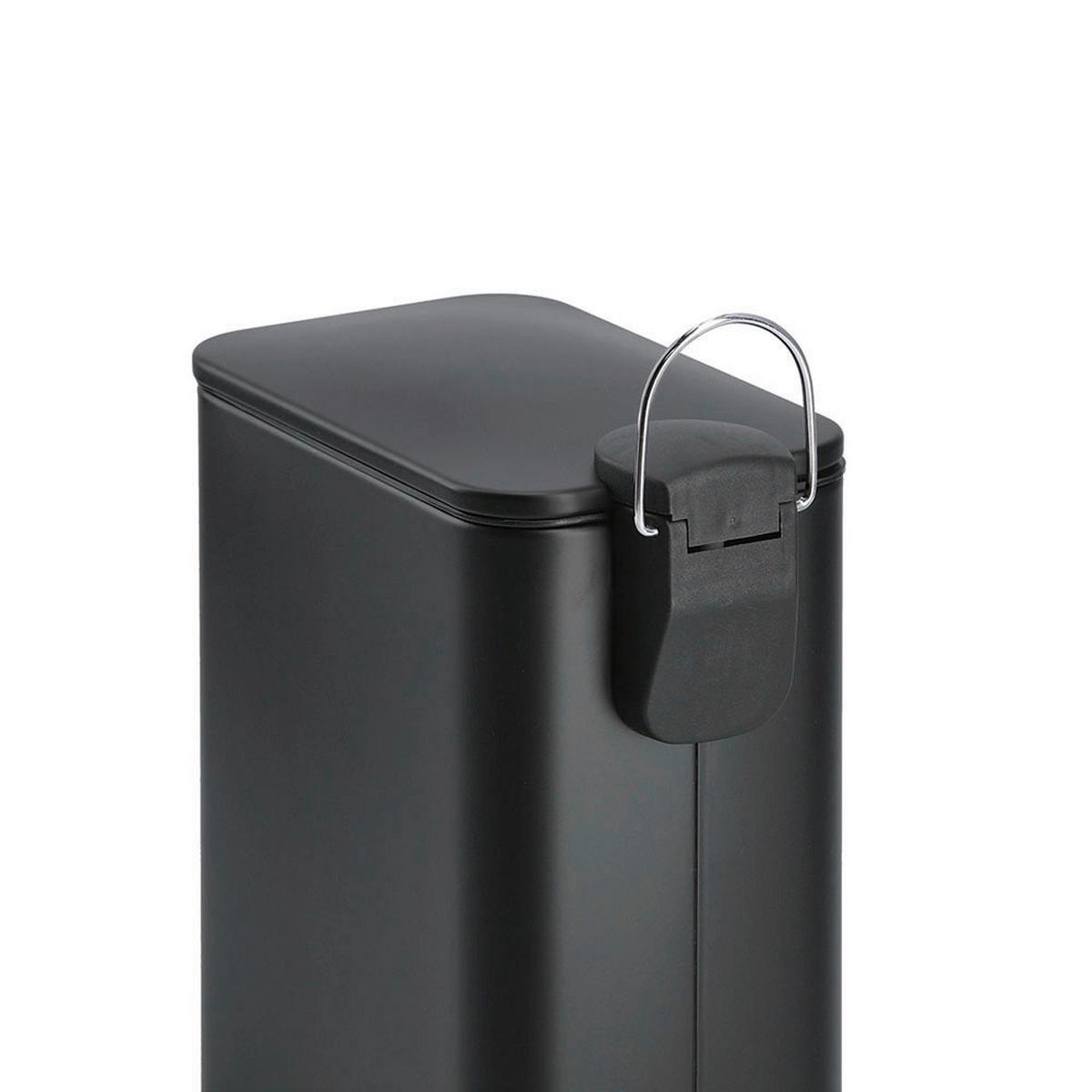 Treteimer in Schwarz LxBxH: ca. 28,7x14x29 cm - Schwarz, Basics, Metall (28,7/14/29cm) - Zeller Present