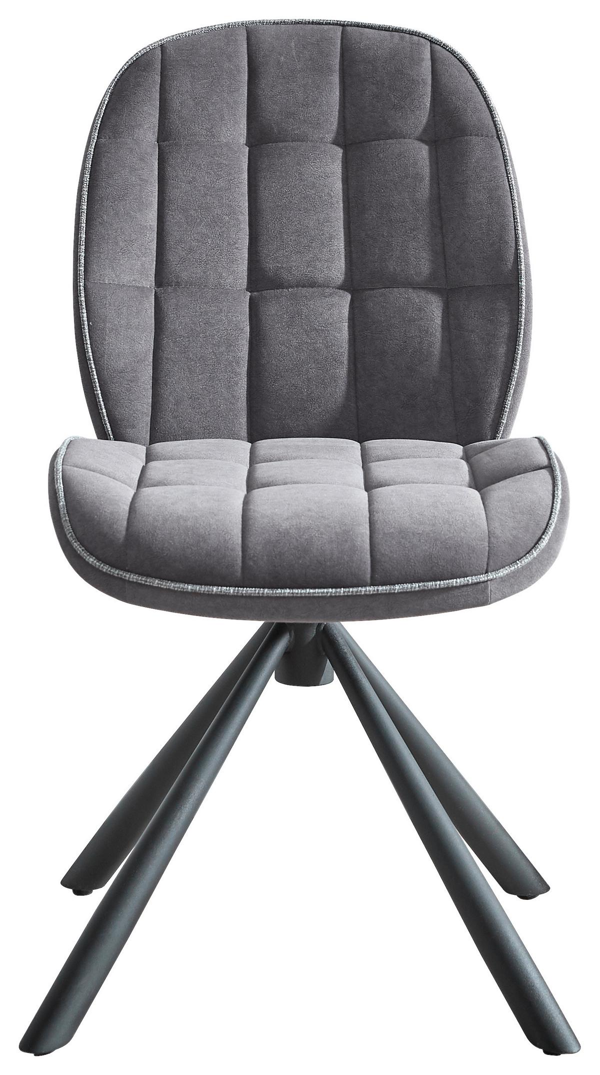 Stuhl Solo Drehbar Samt Grau, B: 47,5cm - Dunkelgrau/Schwarz, KONVENTIONELL, Holz/Textil (47,5/62/85,5cm) - Livetastic