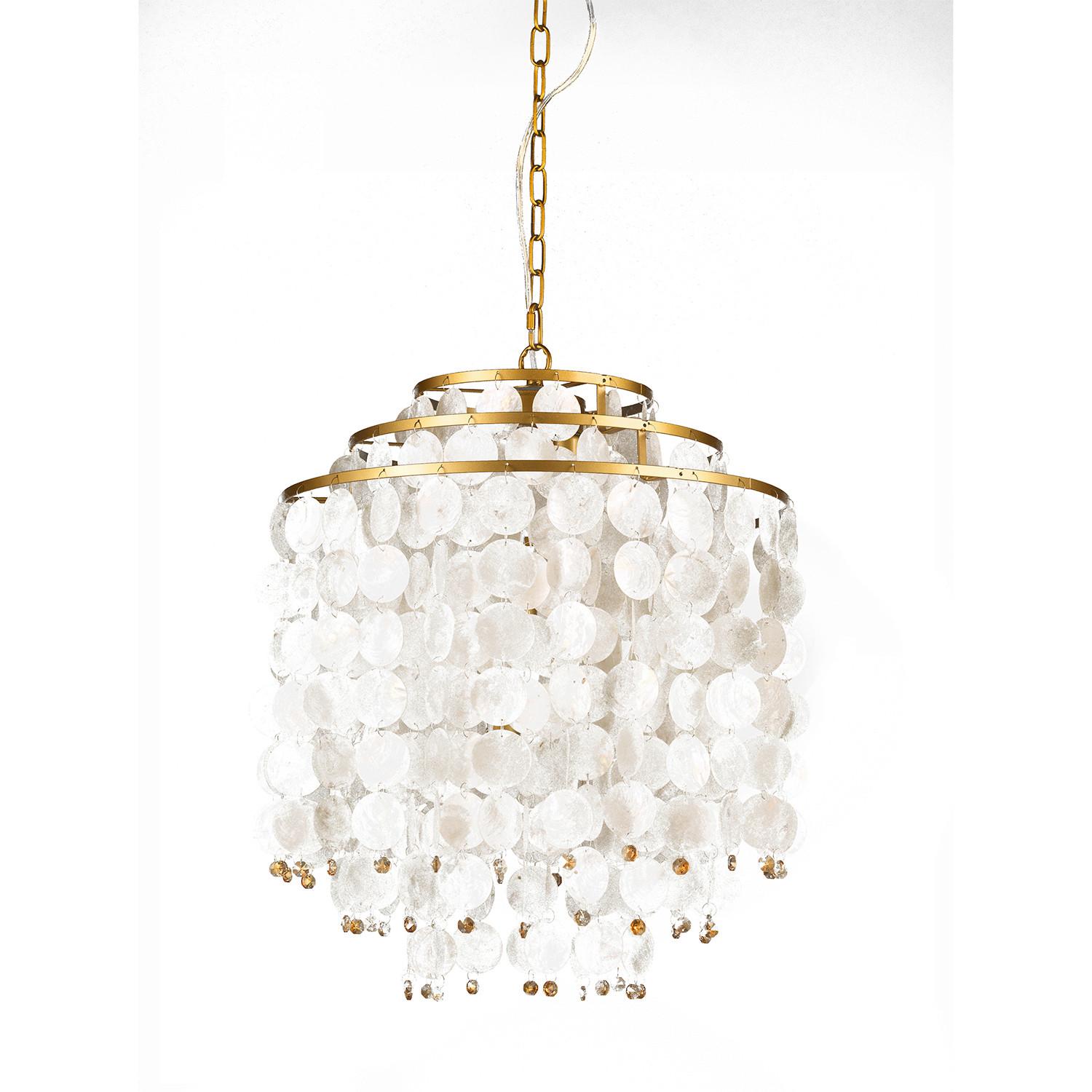 Pendelleuchte Goldfarben Perlmutt L: 45 cm - Perlmutt/Goldfarben, Basics, Naturmaterialien/Metall (45/45/110cm)