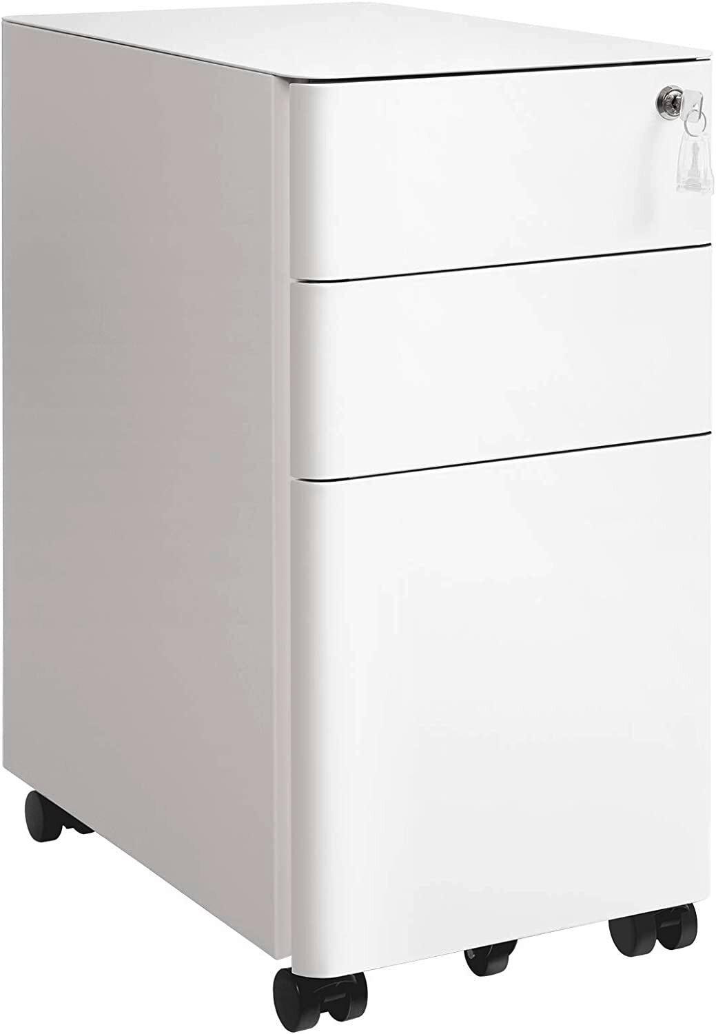 Rollcontainer Metall Weiß Abschließbar 30x59,2x46 Cm - Weiß, Basics, Kunststoff/Metall (30/59,2/46cm) - Boxxx