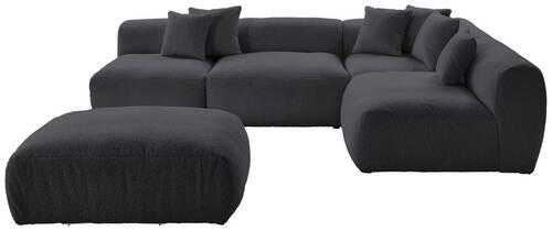 Ecksofa Bloom Dunkelgrau Teddystoff - Dunkelgrau, Trend, Textil (300/215cm) - Livetastic