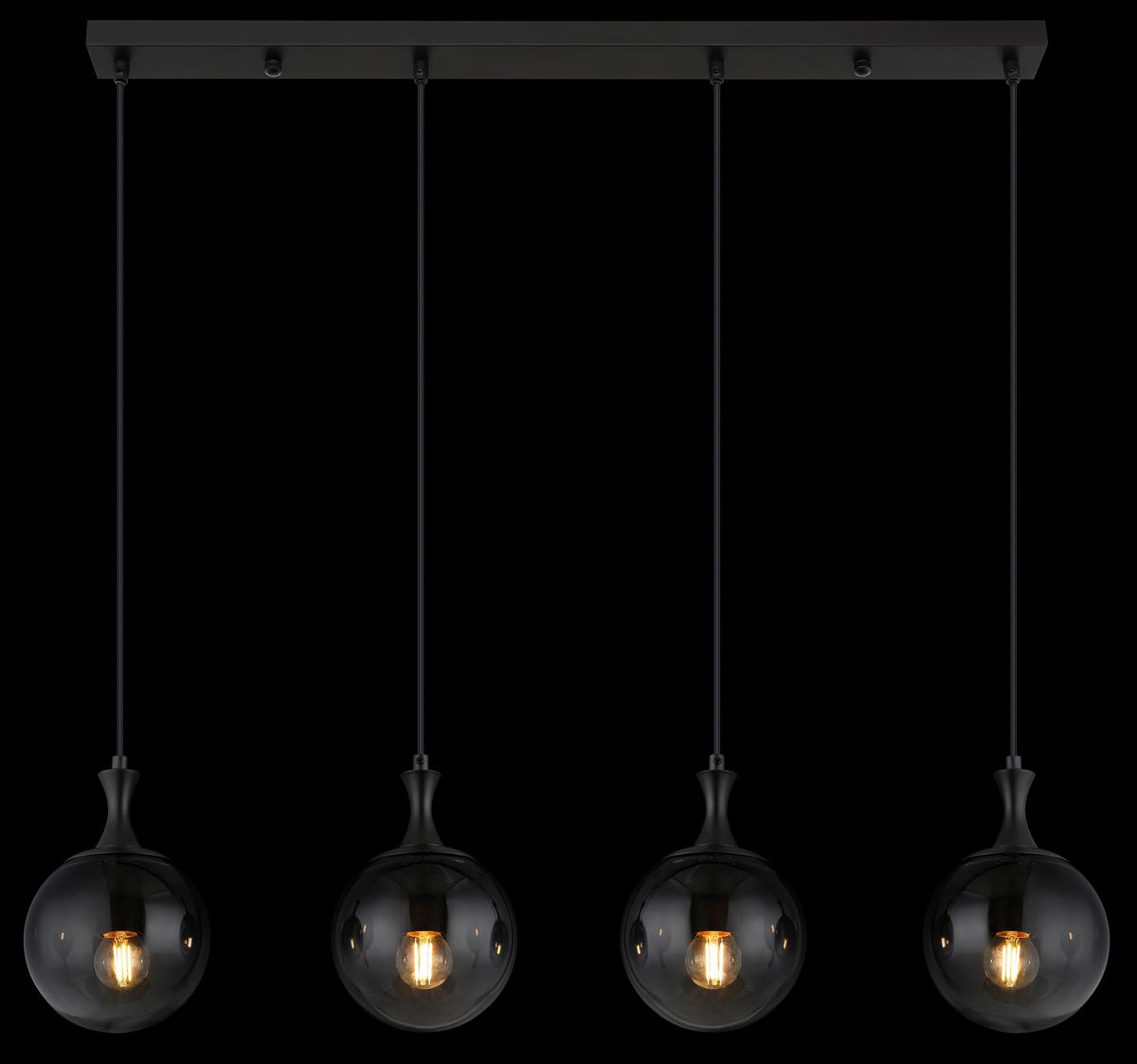 Függőlámpa 15885-4h - fekete, Design, műanyag/Üveg (90/15/130cm) - Globo