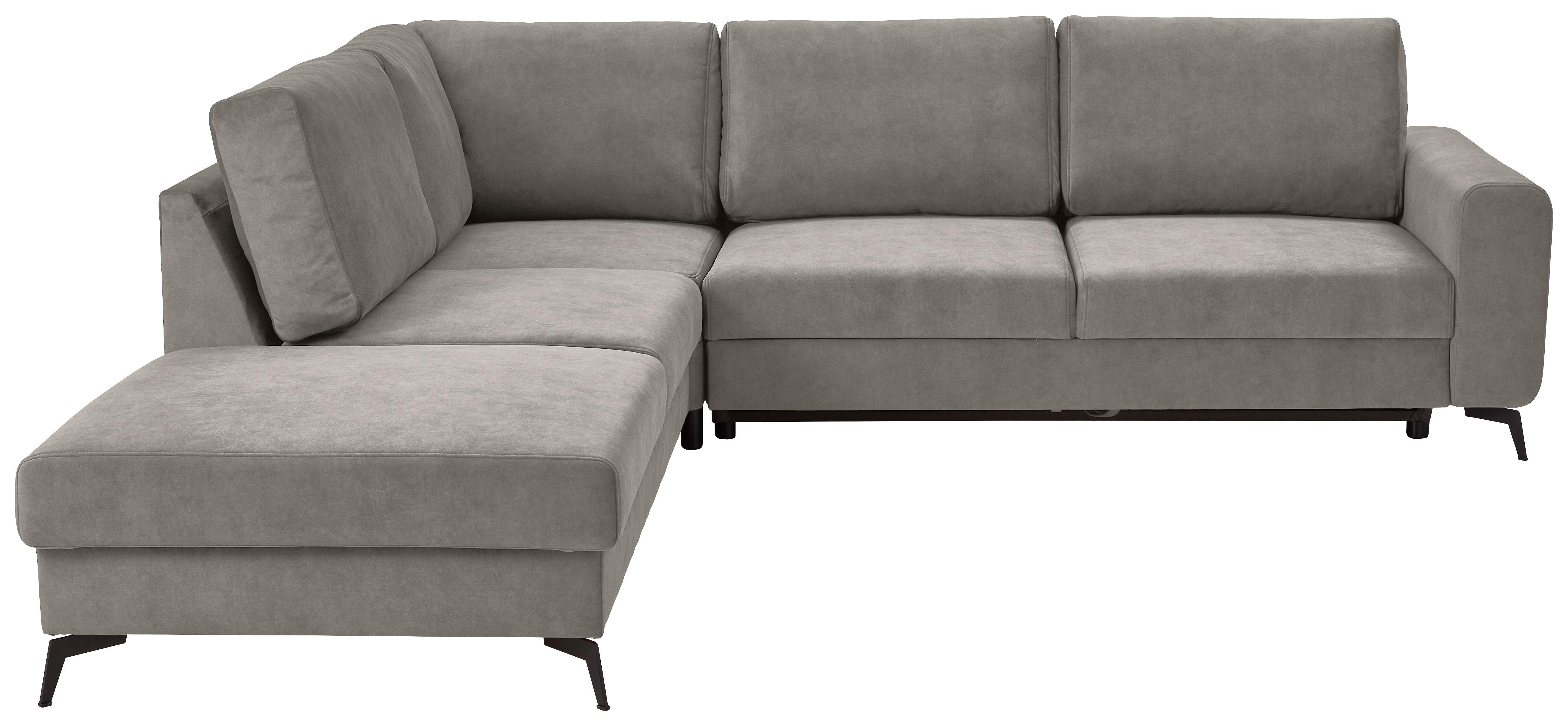 Ecksofa Mit Schlaffunktion Adesso Hellgrau Chenille - Hellgrau/Schwarz, KONVENTIONELL, Textil (257/275cm) - MID.YOU