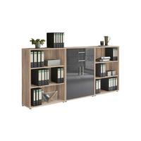 Aktenschrank Office Edition Anthr. Hg/eiche D. B: 253,2cm - Anthrazit Hochglanz/Sonoma Eiche, MODERN, Holzwerkstoff (253,2/113,6/33cm) - MID.YOU