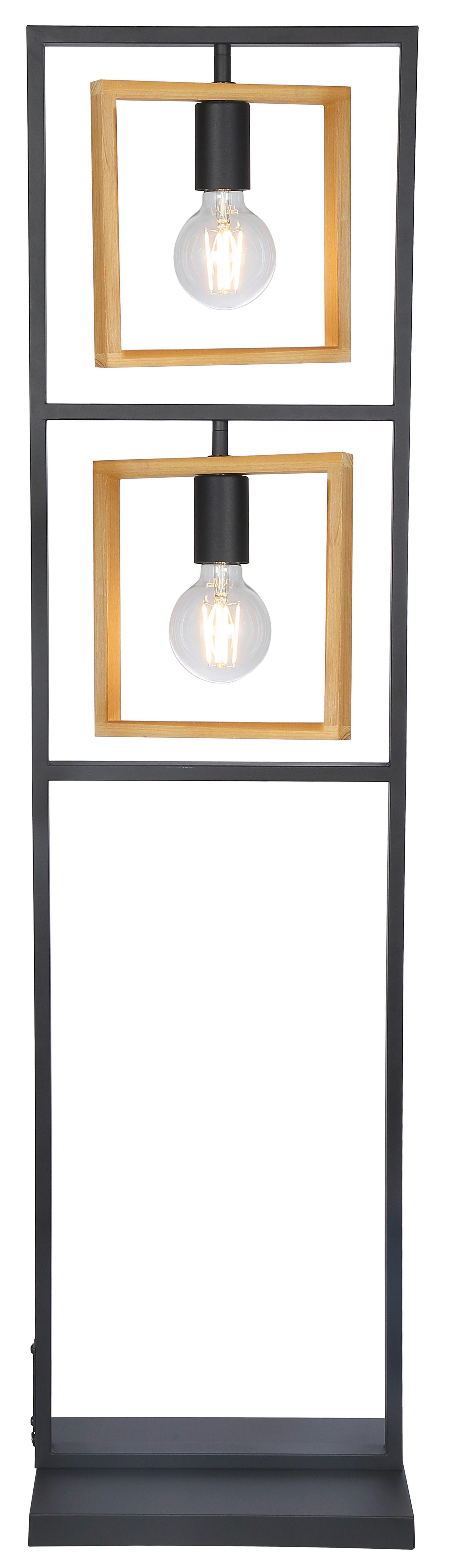 Stehlampe Holz Madeleine Schwarz/Natur mit Schalter - Schwarz, ROMANTIK / LANDHAUS, Holz/Metall (30/20/118cm) - James Wood