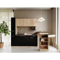 KÜCHENBLOCK Ingrid, Schwarz B: 180 cm - Eichefarben/Schwarz, Design, Holzwerkstoff (180cm) - Respekta