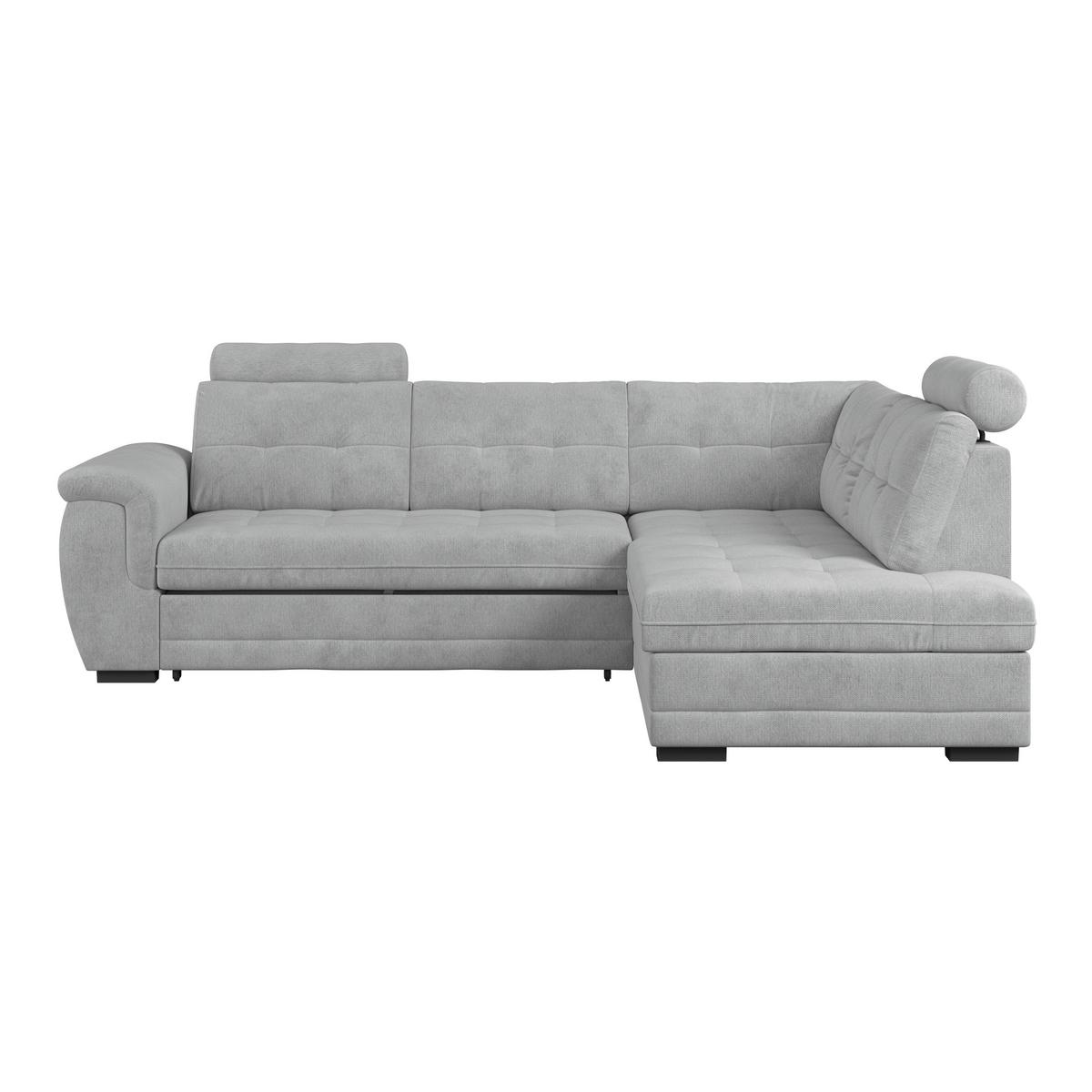 Ecksofa mit Schlaffunktion Falco new hellgrau 251x183 cm - Hellgrau/Schwarz, KONVENTIONELL, Textil (251/183cm) - Ondega