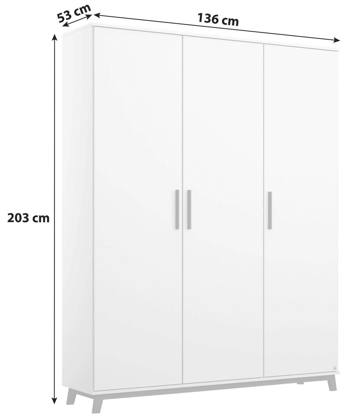 Drehtürenschrank 136 cm Carlsson Weiß - Weiß, Basics, Holzwerkstoff (136/203/53cm) - Rauch Möbel