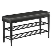 SCHUHBANK SHOE BENCH - Schwarz, MODERN, Leder/Metall (100/50/30cm) - MID.YOU