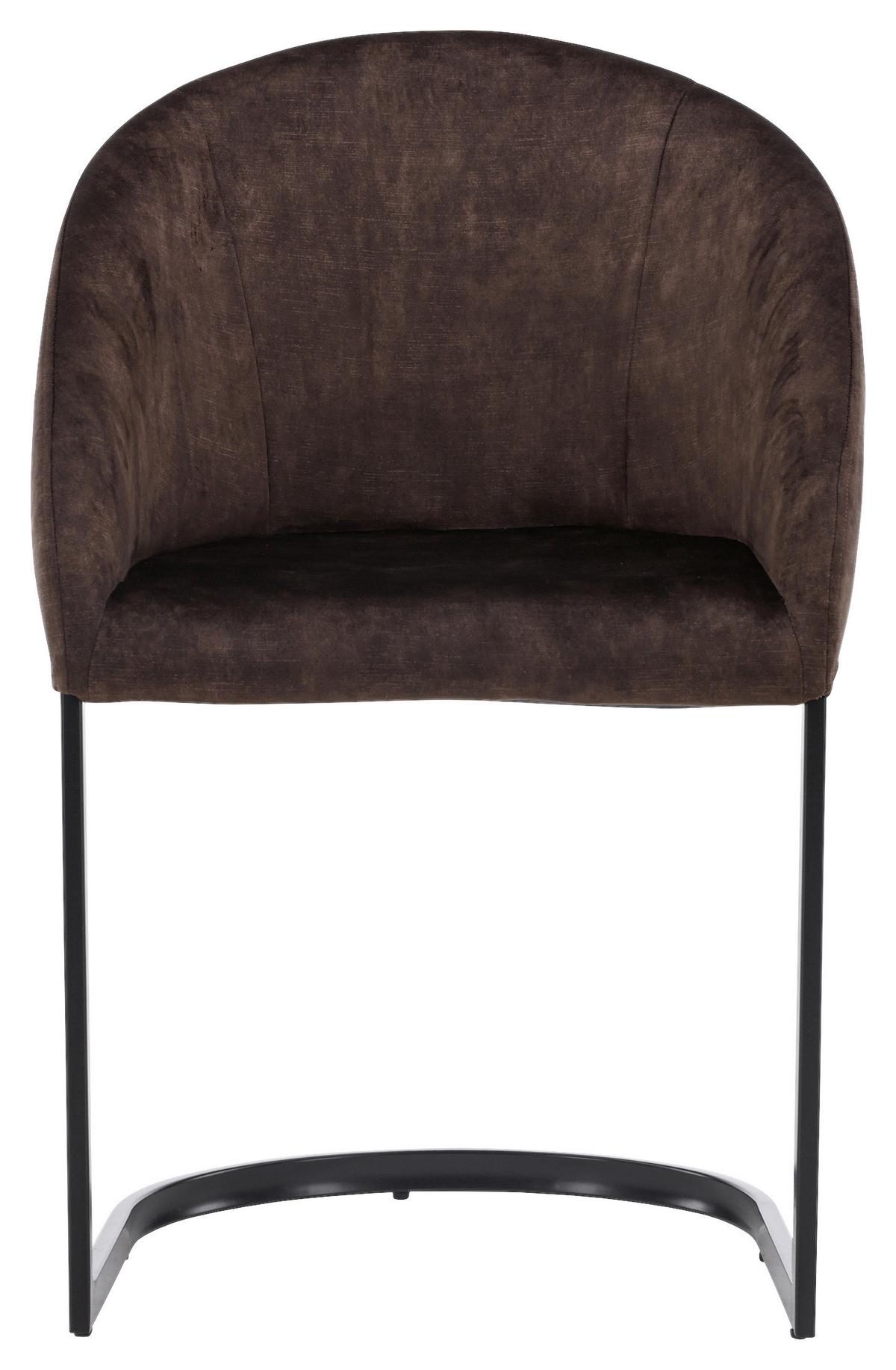 Stuhl-Set Evening - Dunkelbraun/Schwarz, Design, Textil/Metall (56/82/65cm) - Livetastic