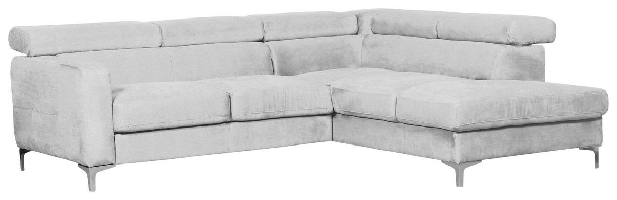 Ecksofa Sammy Hellgrau - Chromfarben/Hellgrau, Design, Textil (242/207cm) - Livetastic
