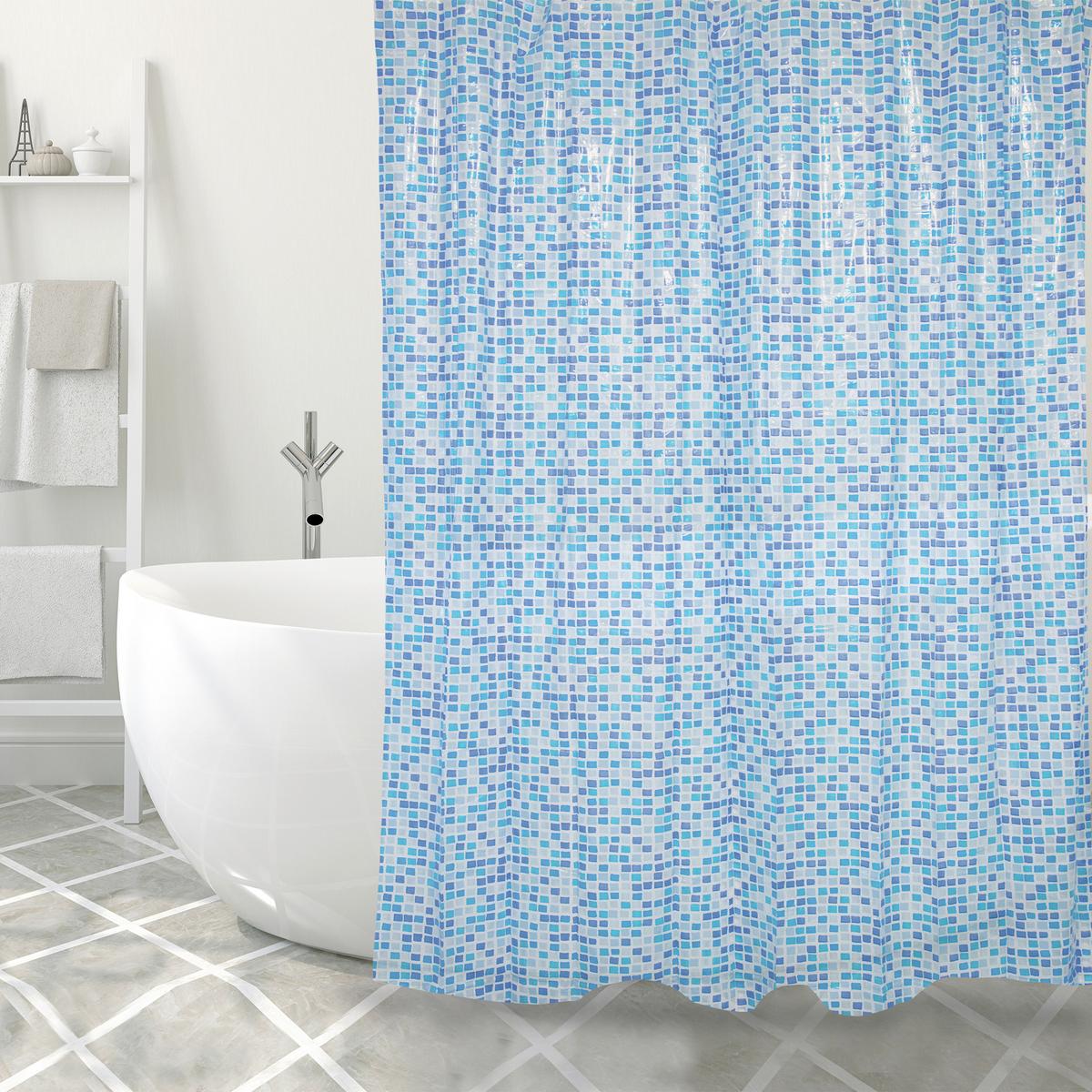 Duschvorhang in Blau Textil/Mischgewebe - Blau, Basics, Textil (180/200cm) - MSV