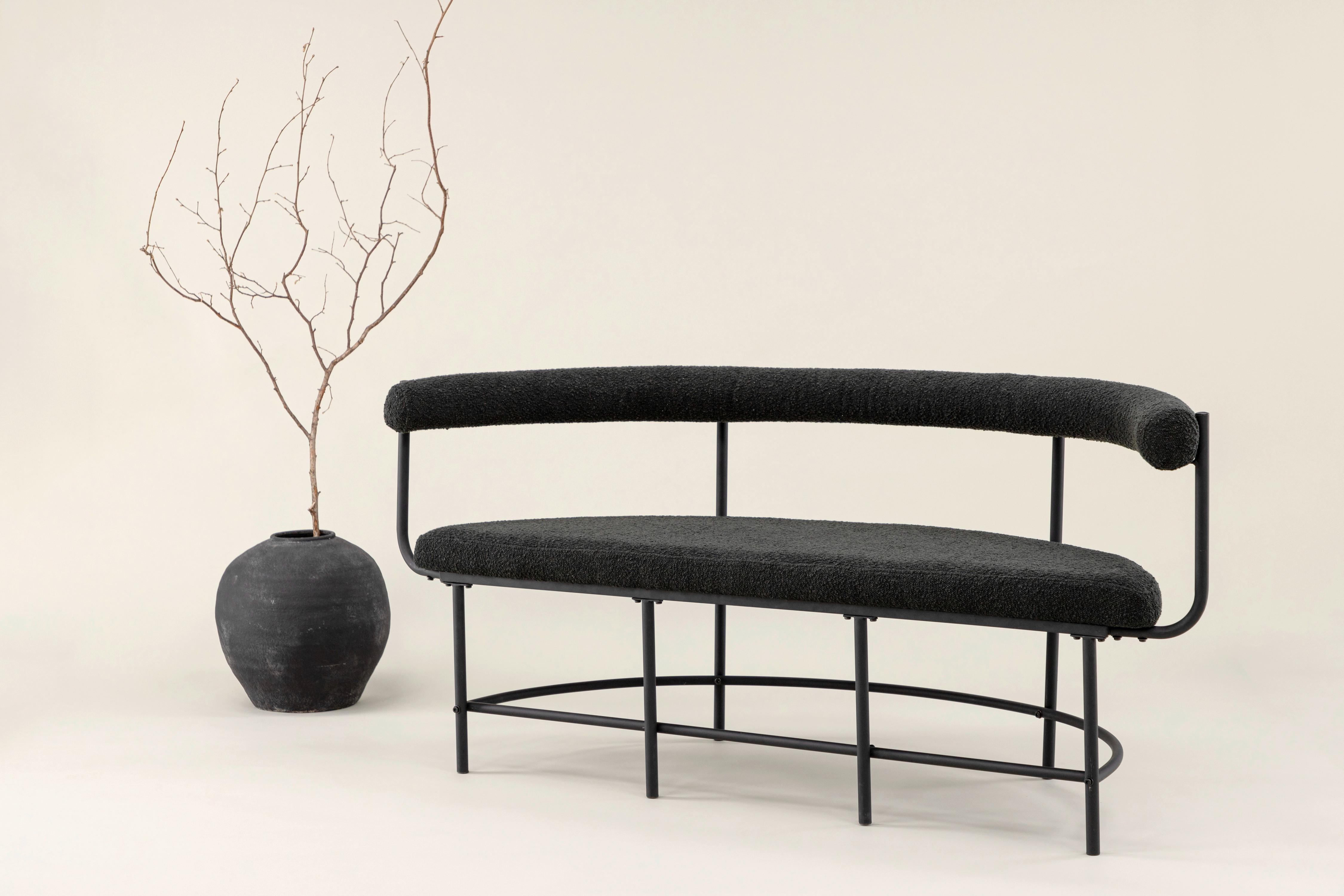 Sitzbank Stallhagen - Schwarz, Design, Textil/Metall (165/75/51cm) - Livetastic