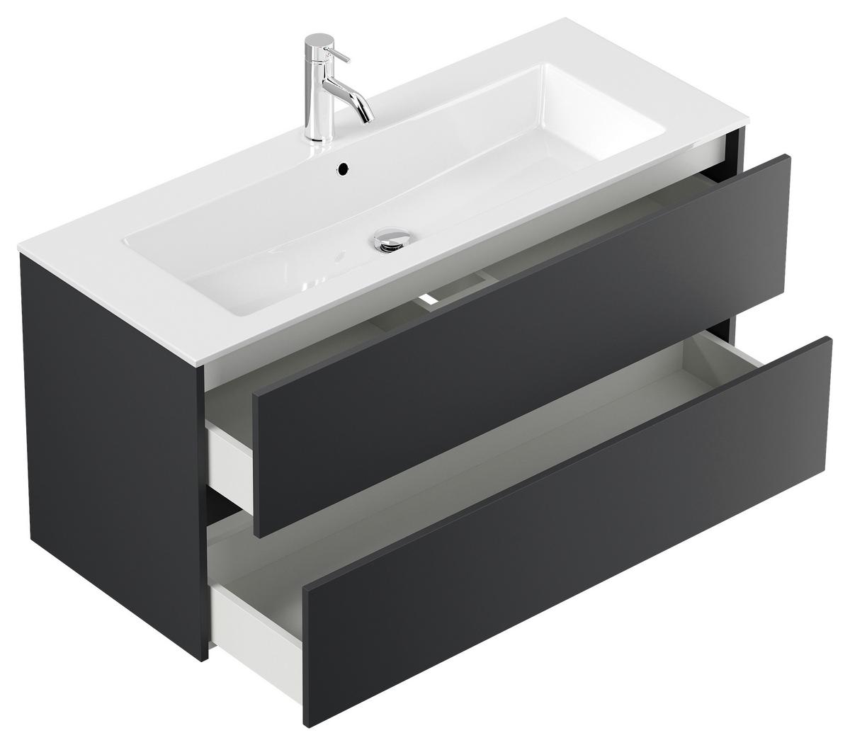 BADEZIMMER Limes, Graphitfarben B: 120 cm - Graphitfarben/Weiß, Basics, Holzwerkstoff/Stein (120cm) - MID.YOU