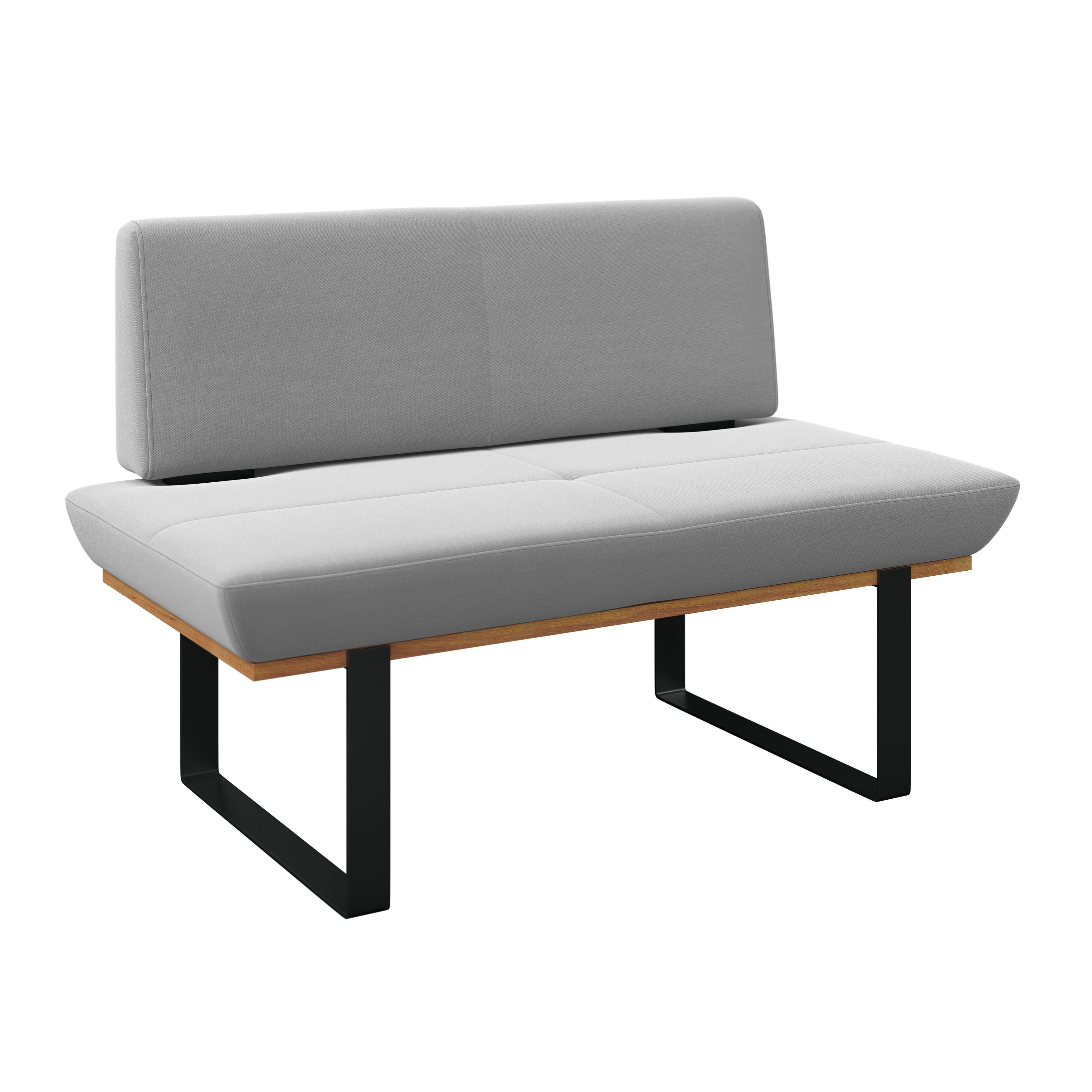 Sitzbank Tristan Webstoff hellgrau, B: 130cm - Hellgrau/Schwarz, MODERN, Holz/Textil (130/48/90cm) - James Wood