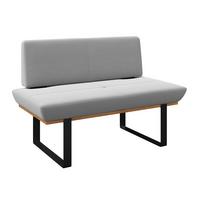 Sitzbank Tristan Webstoff hellgrau, B: 130cm - Hellgrau/Schwarz, MODERN, Holz/Textil (130/48/90cm) - James Wood