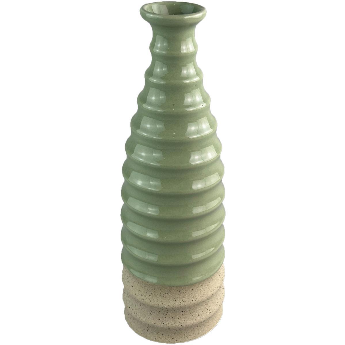 Dekovase Thorsten - Sandfarben/Grün, KONVENTIONELL, Keramik (10,8/33,3cm) - Luca Bessoni