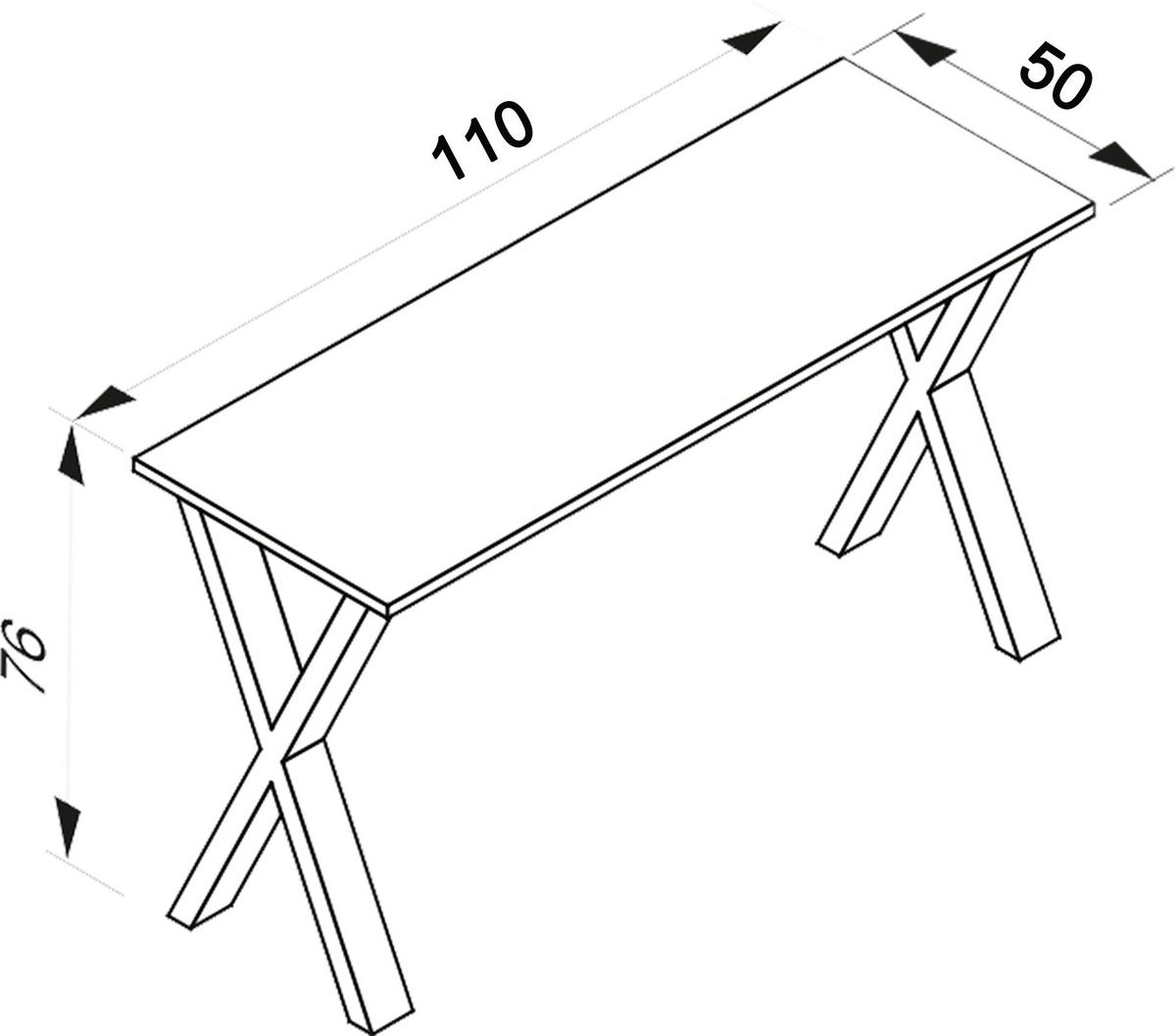 Schreibtisch Lona Schwarz, Eiche Dekor B: 140 cm - Honigeiche/Silberfarben, Design, Holzwerkstoff/Metall (140/50/76cm) - MID.YOU