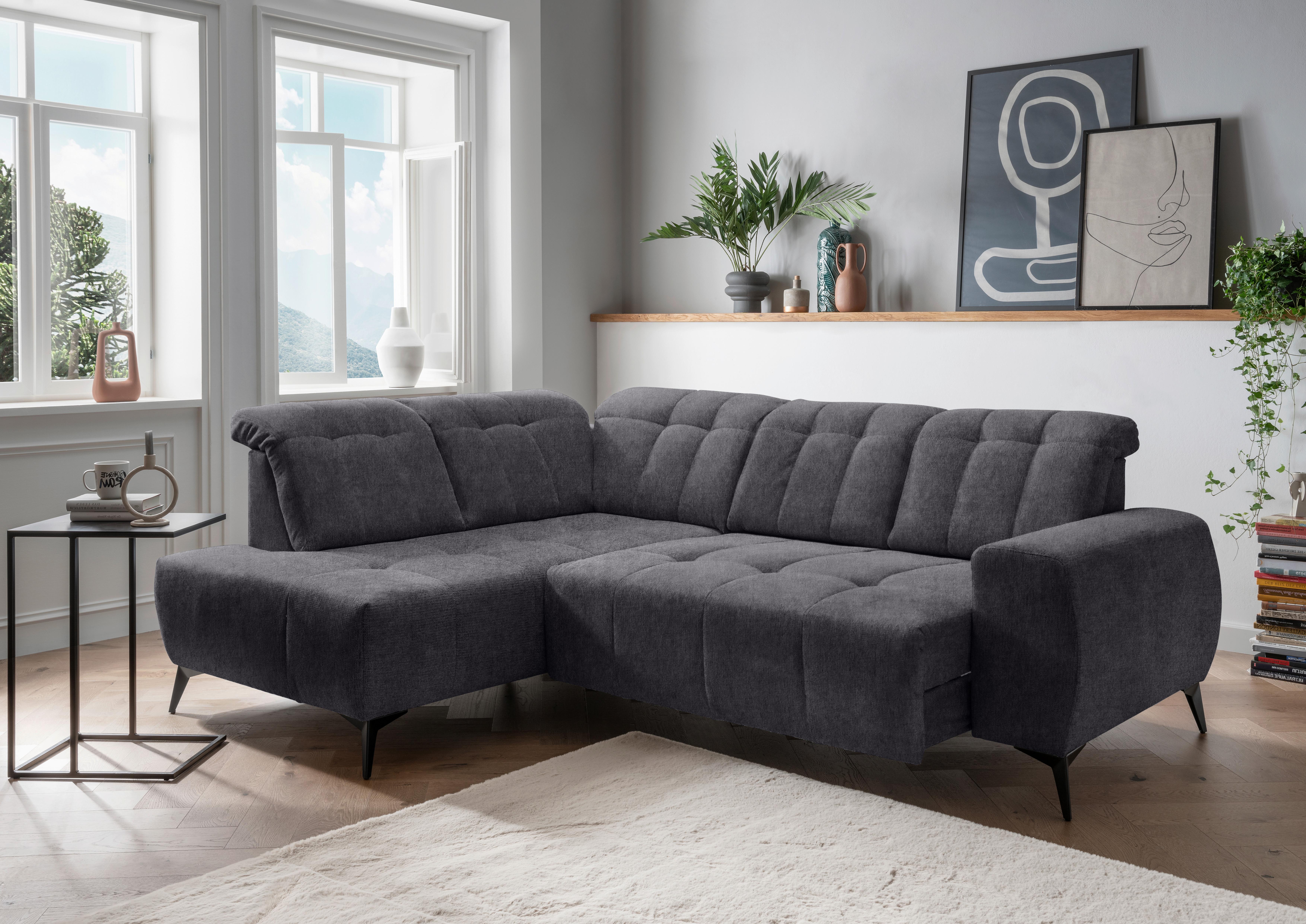 Ecksofa Mit Usb Anschluss Sano, Anthrazit, S: 200x261 Cm - Anthrazit/Schwarz, MODERN, Textil (200/261cm) - Livetastic