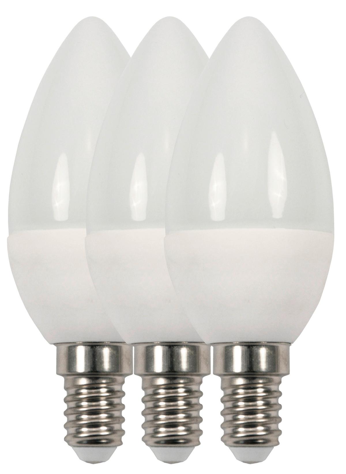 Led-lampe C81081 E14, 5,5 W, 480 Lm, 3000 K, 3er-Set - Weiß, Basics, Kunststoff/Metall (3,7/9,9cm)