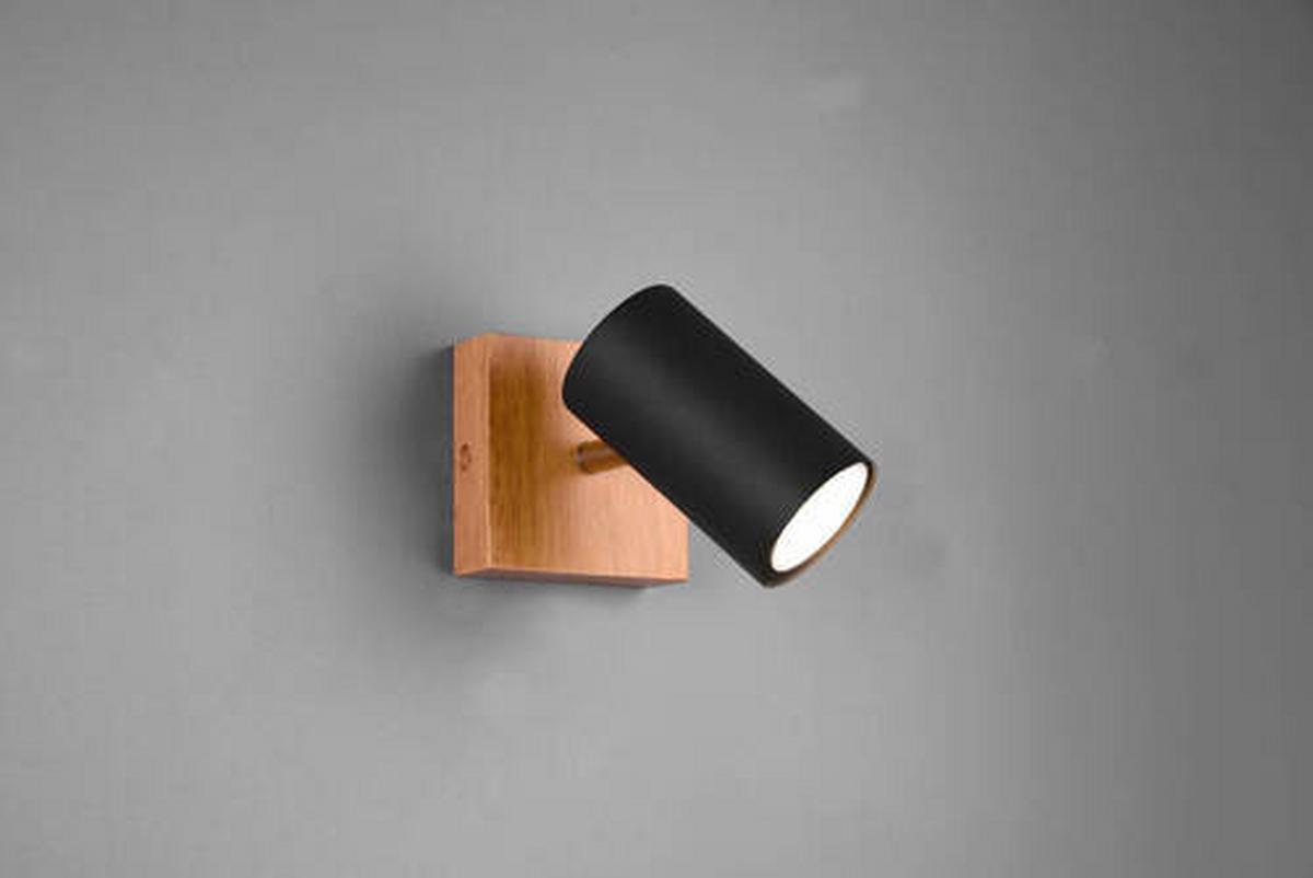 Strahler Spot Marley 1-Flammig verstellbar L: 9 cm - Schwarz, Design, Holz/Metall (9/16/12cm) - Trio Leuchten