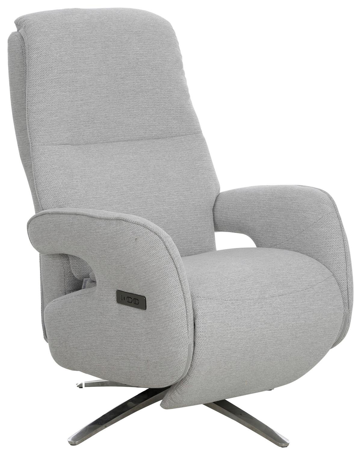 TV kreslo OTTAWA s relaxačnou funkciou - svetlosivá/chrómová, Modern, kov/drevo (74/115/92cm)