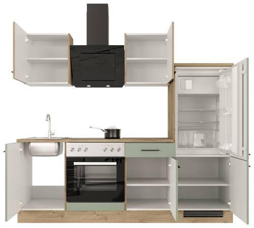 Küchenblock Cara Eiche Artisan/dekor B: 220 Cm - Eiche Artisan/Grün, MODERN, Holzwerkstoff (220cm) - FlexWell