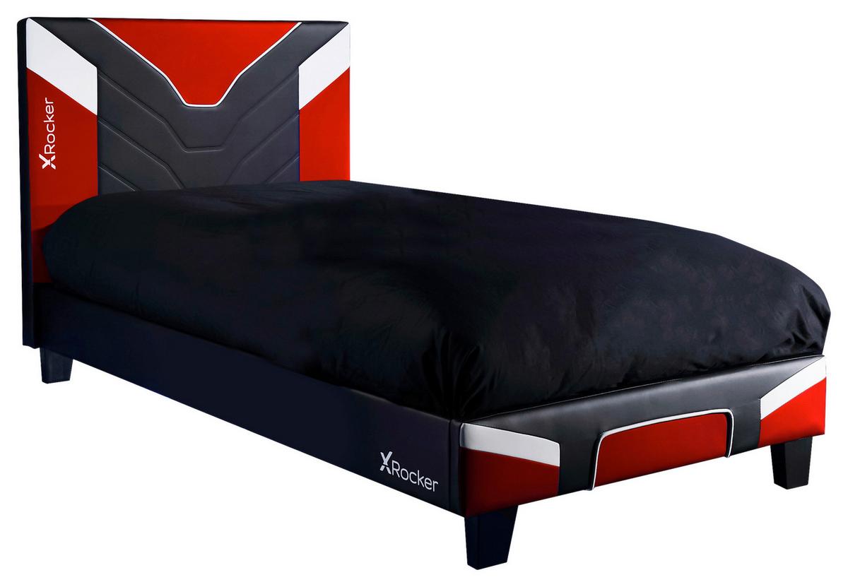 Bett Cerberus - Rot/Schwarz, MODERN, Holzwerkstoff/Kunststoff (90/190cm) - X Rocker