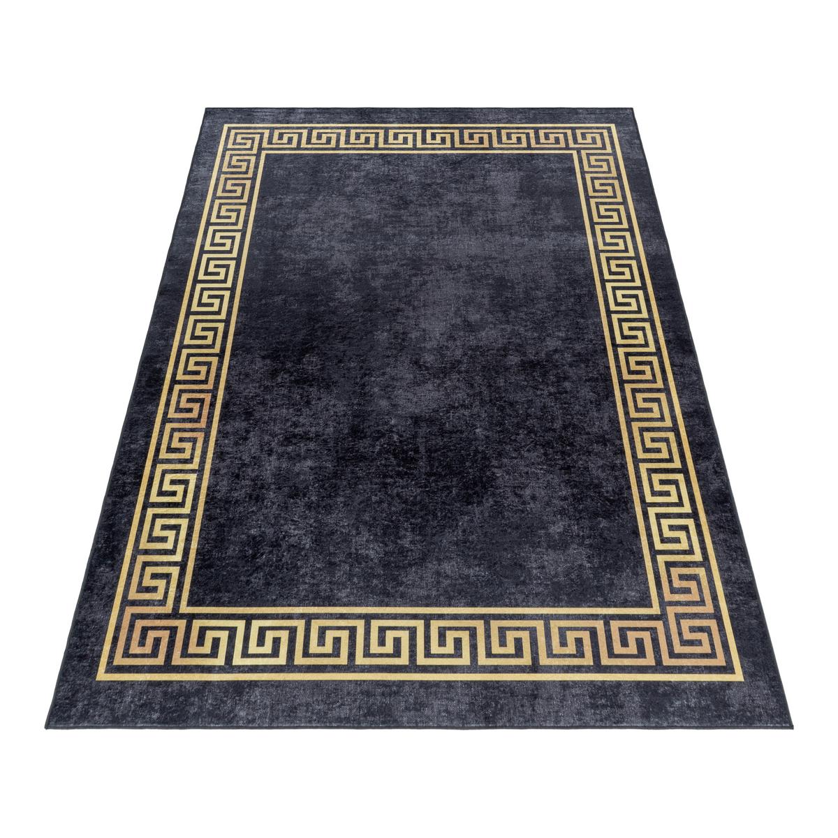 Flachwebteppich Fiesta - Goldfarben/Schwarz, Design, Textil (80/150cm) - Novel