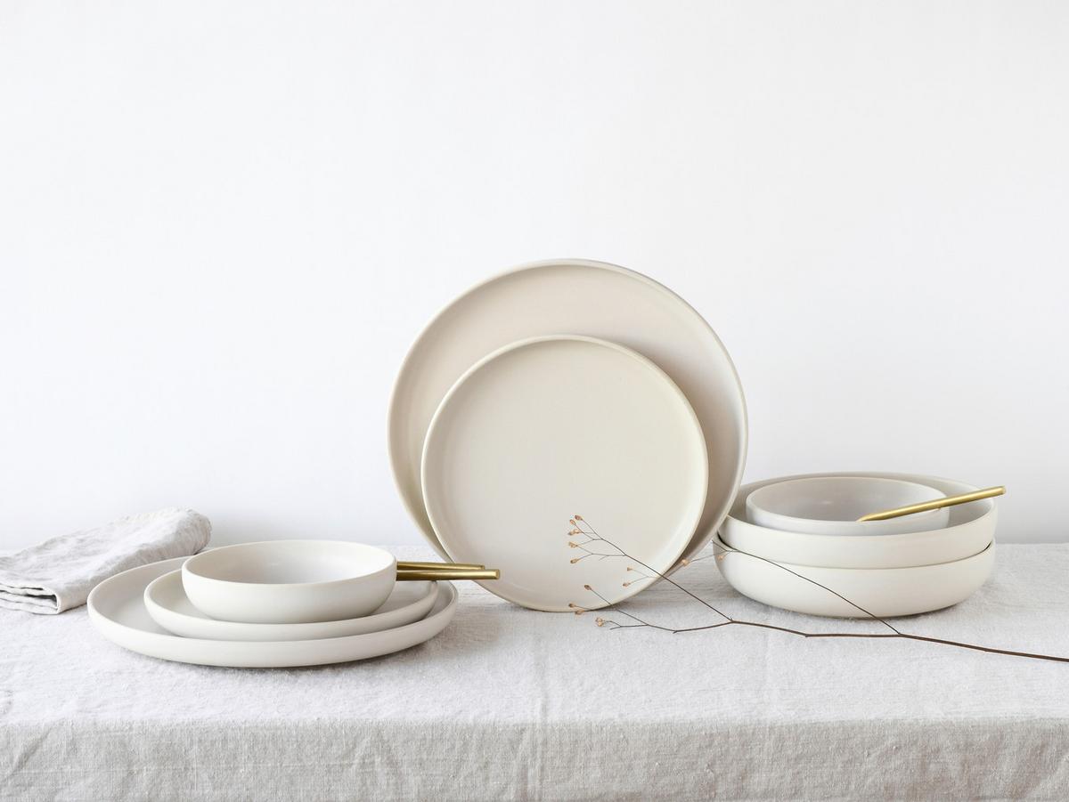 Tafelservice Uno Offwhite Creme 8--Teilig - Creme, Basics, Keramik - Creatable