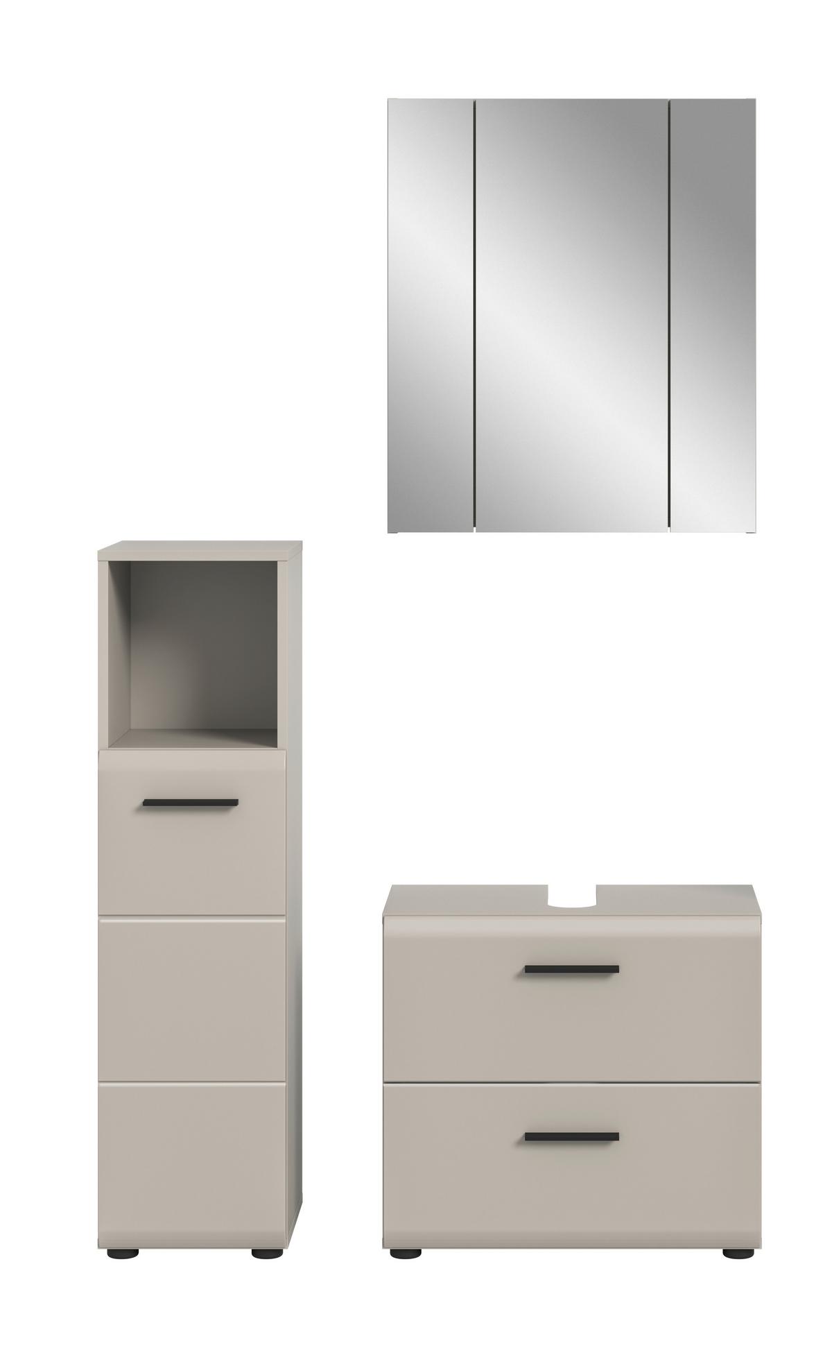 Badezimmer Ice Kaschmir B: 90cm - Kaschmir/Schwarz, Trend, Glas/Holzwerkstoff (90cm) - MID.YOU