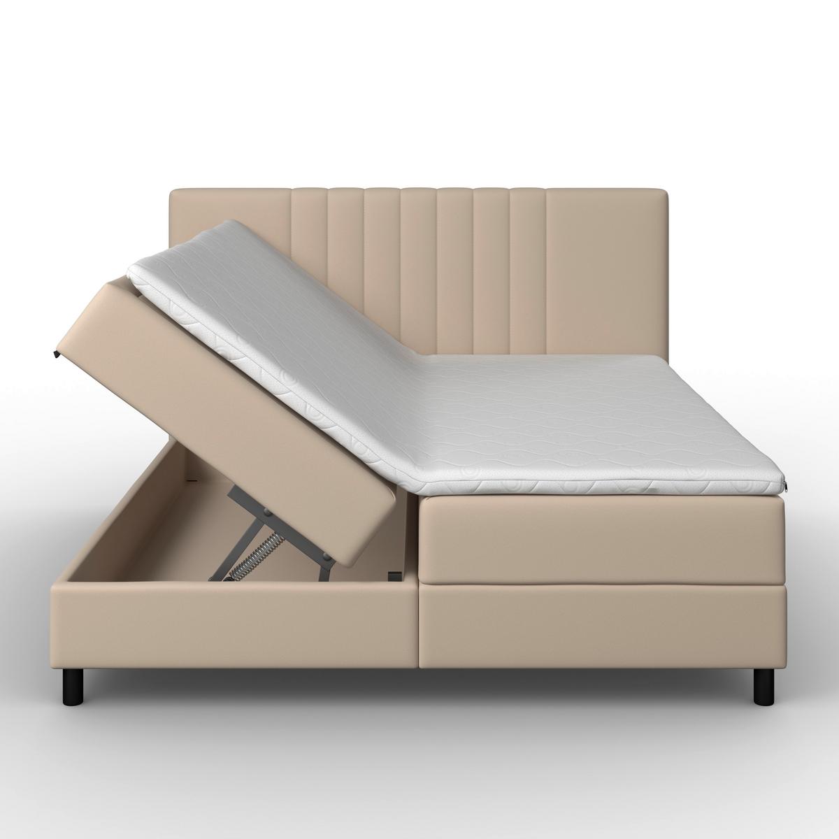 Posteľ boxspring ROMA, béžová, 180x200cm - čierna/béžová, Modern, kov/drevo (180/200cm)