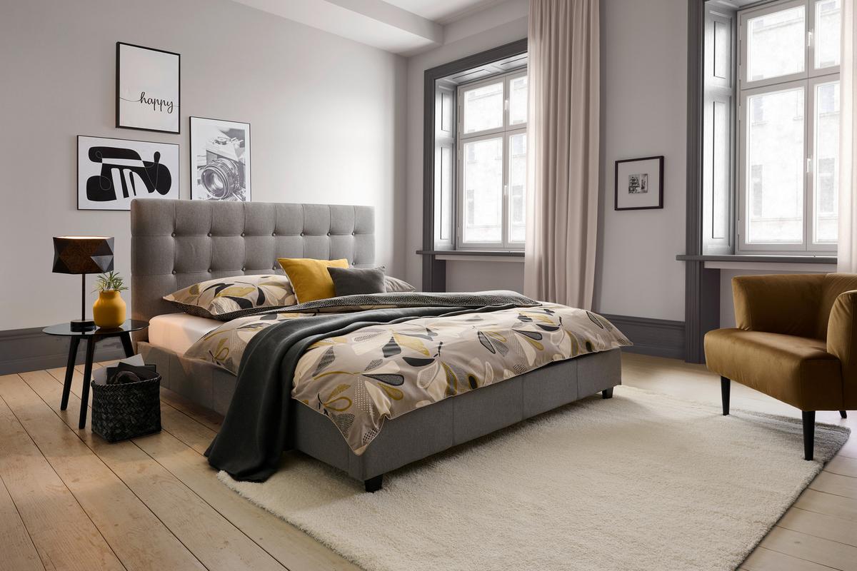 Polsterbett Mit Lattenrost 180x200 Livorno, Hellgrau - Hellgrau, MODERN, Holz/Textil (180/200cm) - Carryhome