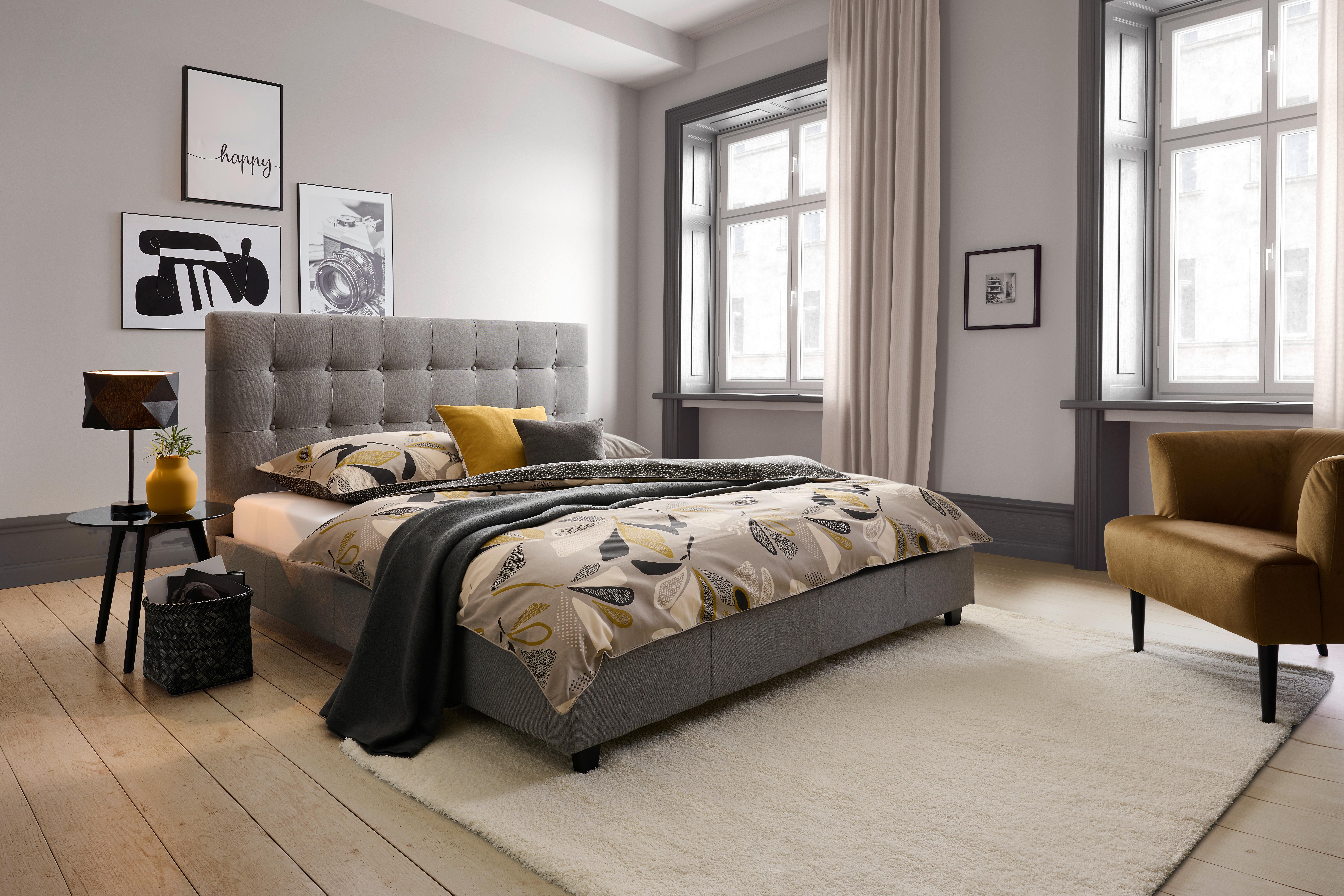 Polsterbett Mit Lattenrost 180x200 Livorno, Hellgrau