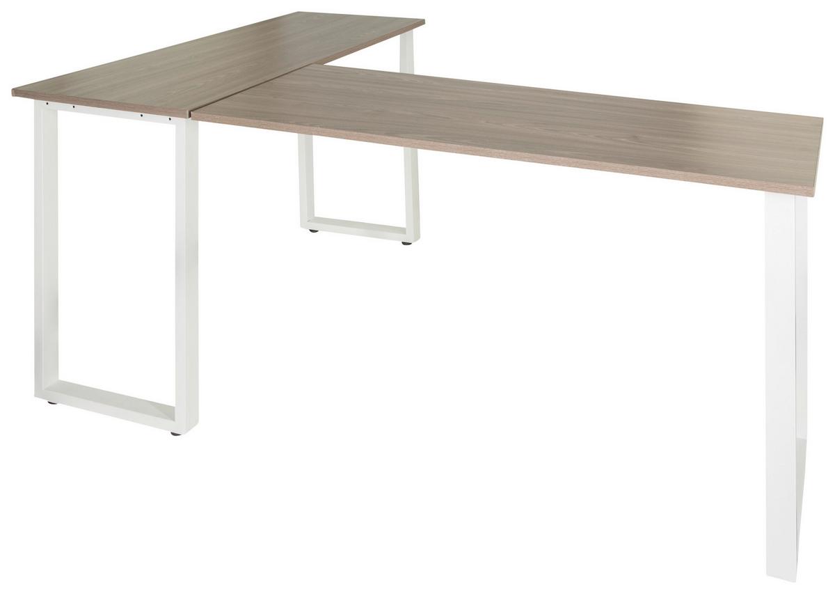 Eckschreibtisch Workspace Basic I - Weiß/Grau, Basics, Holzwerkstoff/Metall (165/120/75cm) - MID.YOU