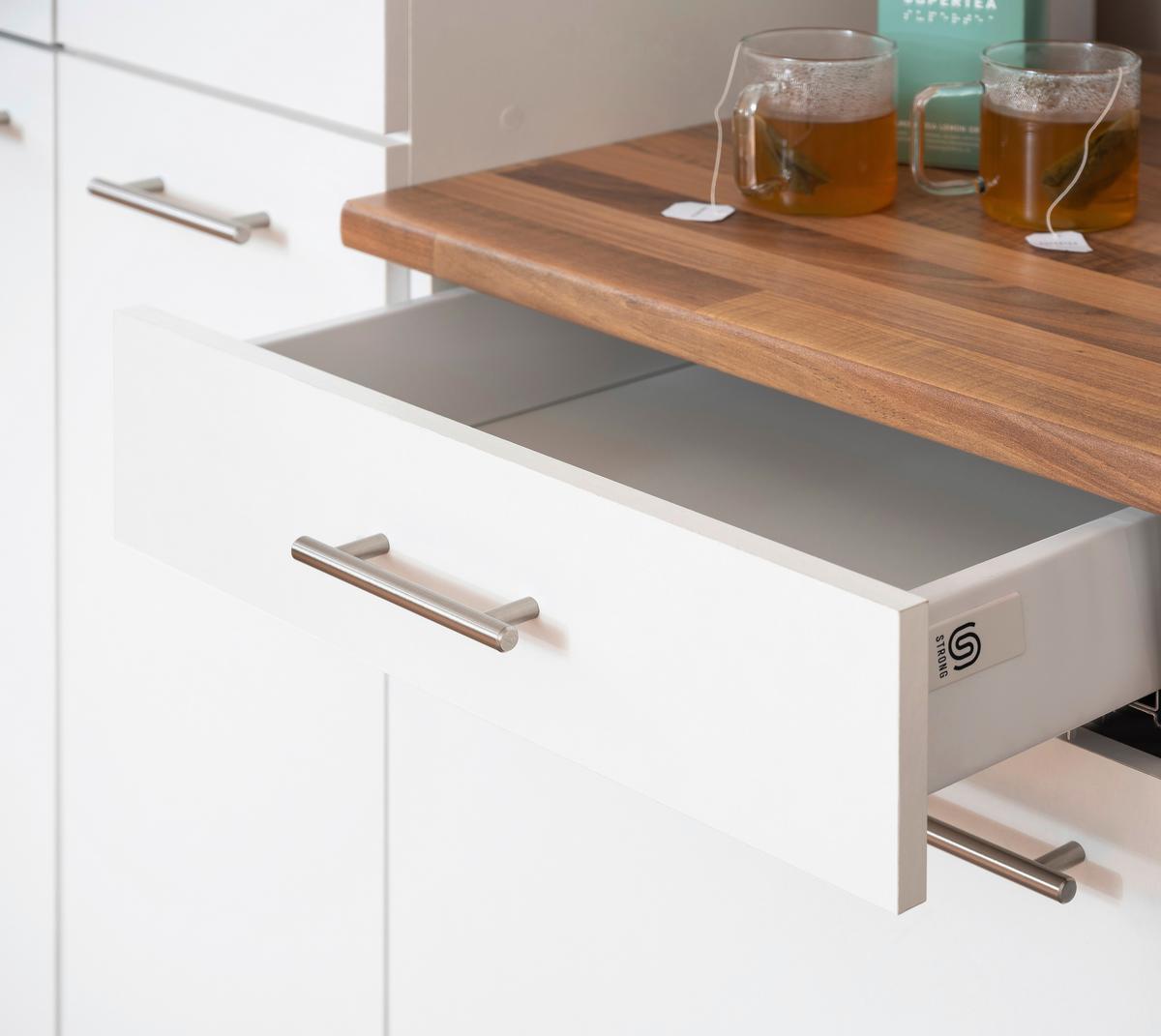 Eckküche Malia L-Küchenblock 280 cm - Nussbaumfarben/Weiß, Basics, Holzwerkstoff (280/172cm) - Respekta