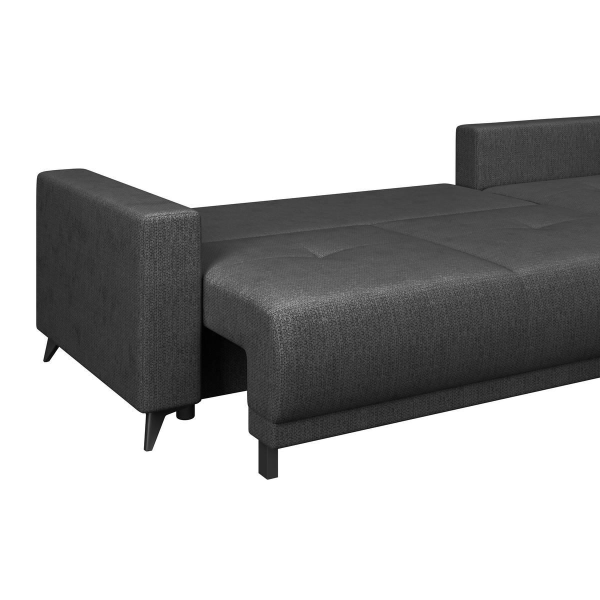 Rohová sedačka TEXAS, pravá, antracitová - černá/šedavě hnědá, Konvenční, dřevo (259/203cm) - Based