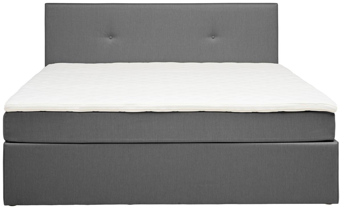 Boxbett mit Topper 160x200 Antonio - Schwarz/Grau, KONVENTIONELL, Holz/Holzwerkstoff (160/200cm) - P & B