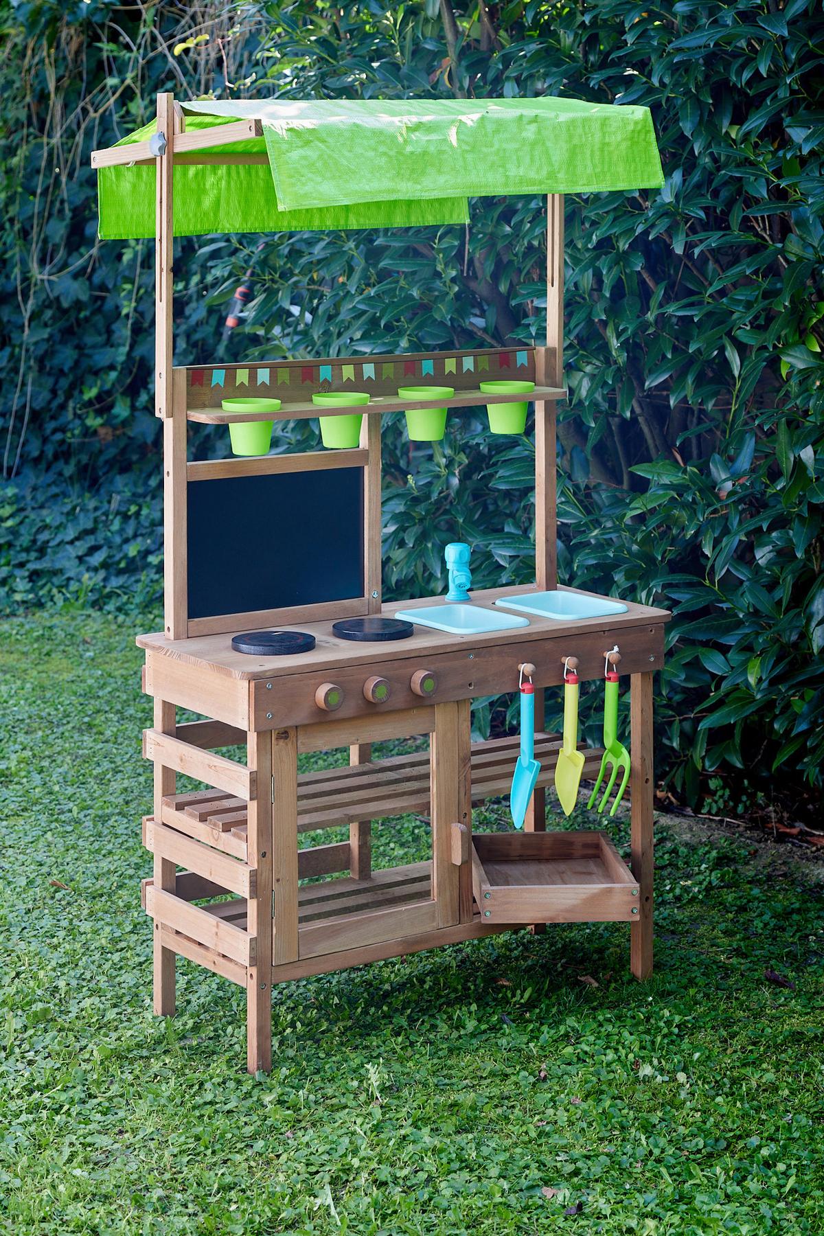 Matschküche Multicolor B: 50cm - Blau/Braun, Basics, Holz (74/50/131cm) - Ondega