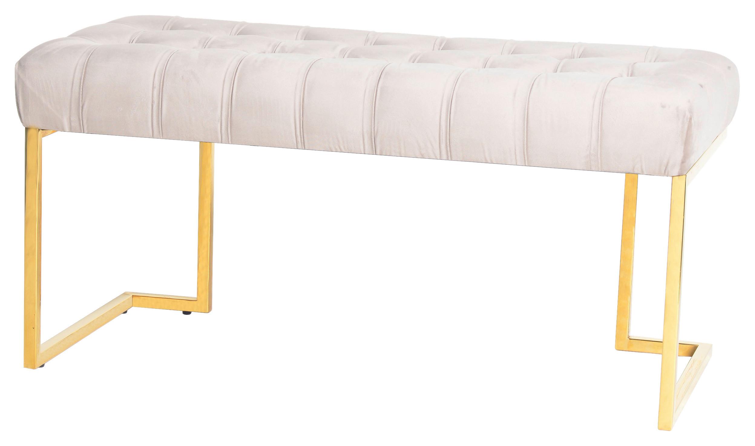 Hockerbank Rarity 225 Taupe H: 48 Cm - Taupe/Goldfarben, Design, Kunststoff/Metall (47/48/100cm) - Kayoom