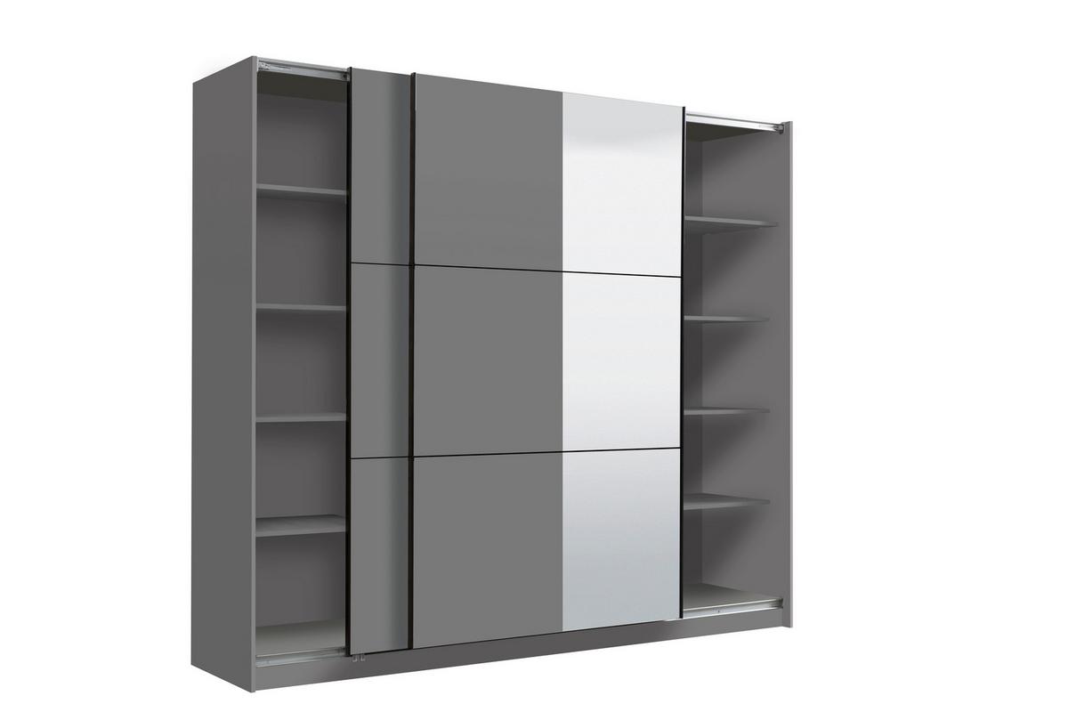 Tolóajtós Szekrény Sierra 236/210 Cm - antracit/fehér, Basics, faalapú anyag (236,5/210/62,5cm)