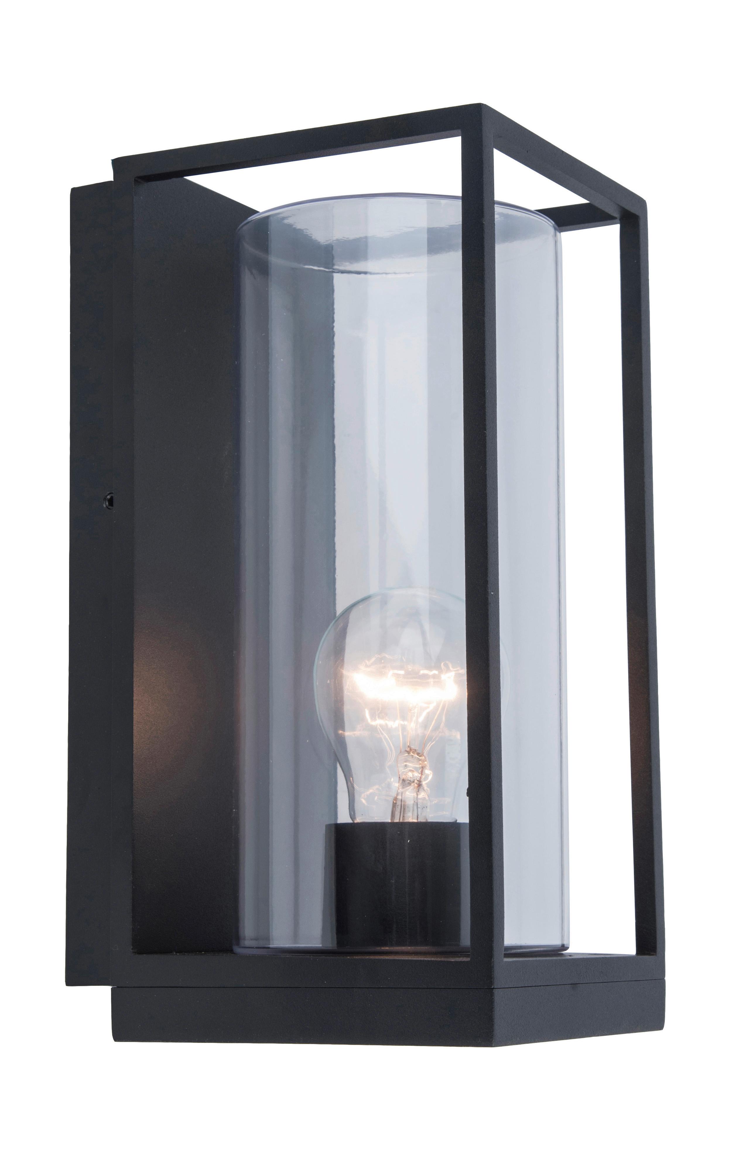Außenwandleuchte Flair 40w Glas Aluminium, Wandmontage - Klar/Schwarz, Design, Glas/Metall (12/26/13,9cm)